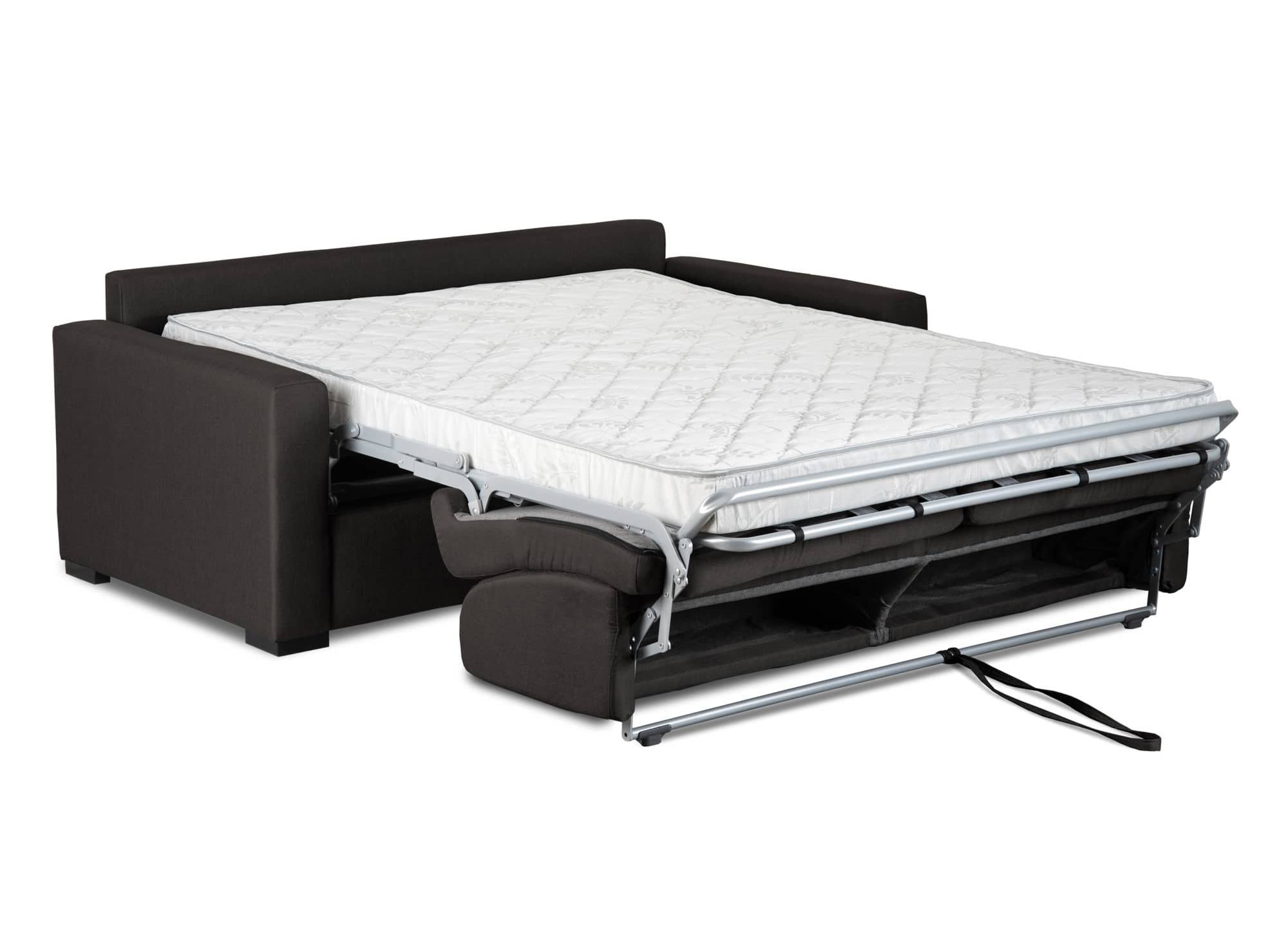 Canapé convertible 3 places LOUNA en tissu gris carbon ouverture express