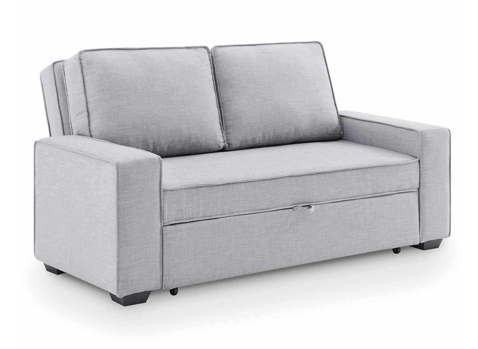 Canapé 3 places convertible en tissu gris clair JAMES