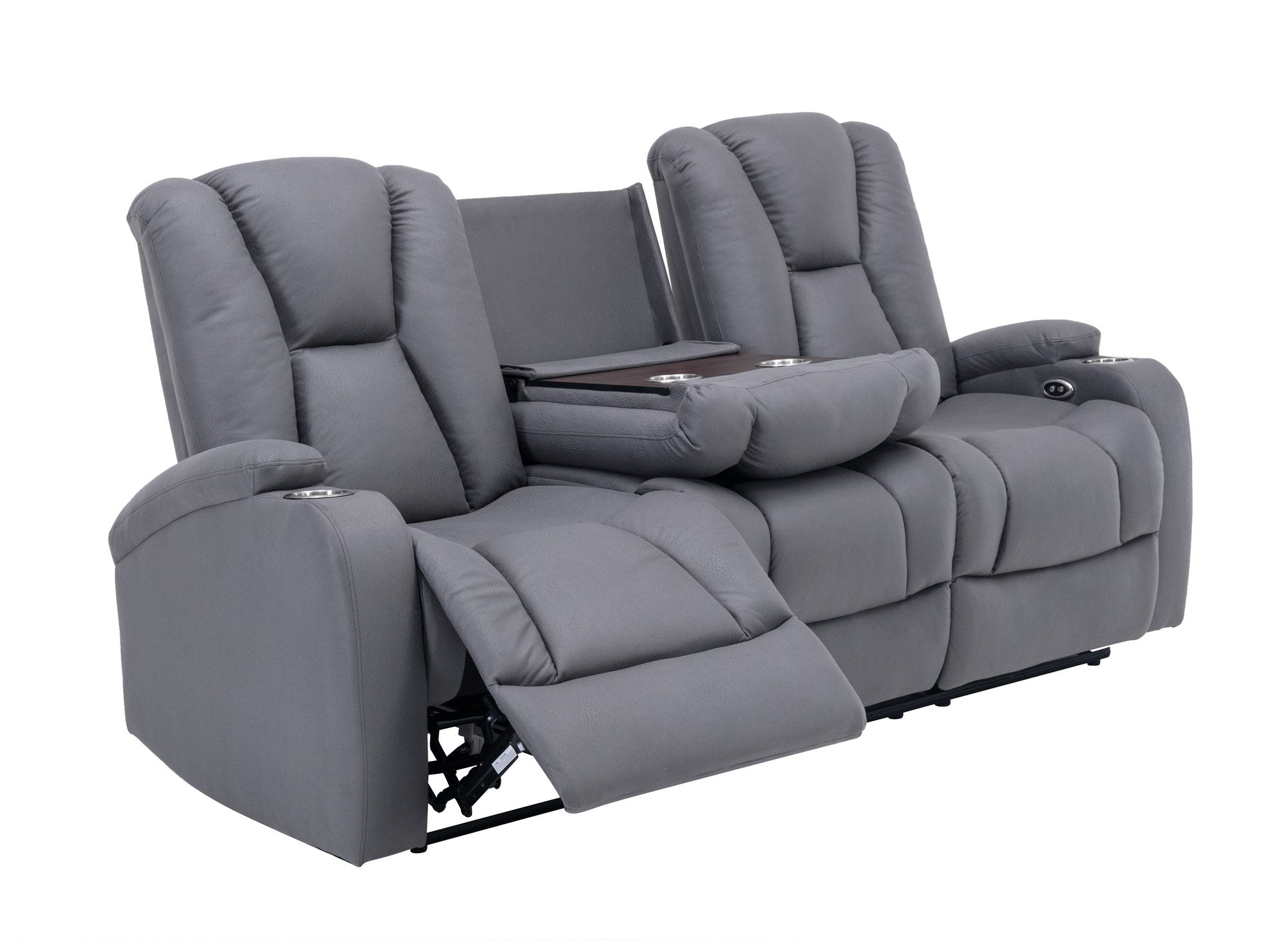 Canapé 3 places relax électrique en tissu microfibre gris EL CLARENCE