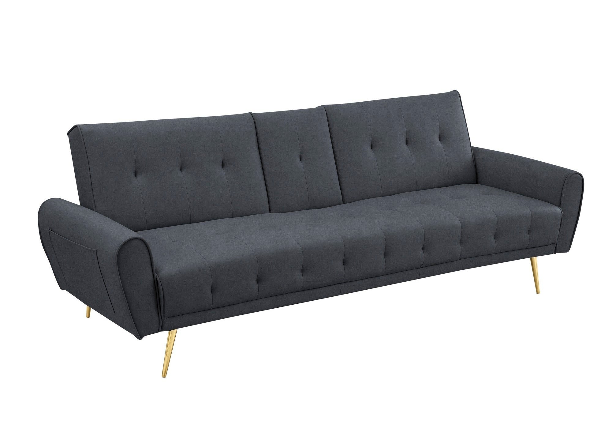 Canapé clic clac en velours gris foncé avec porte-gobelet LIMA
