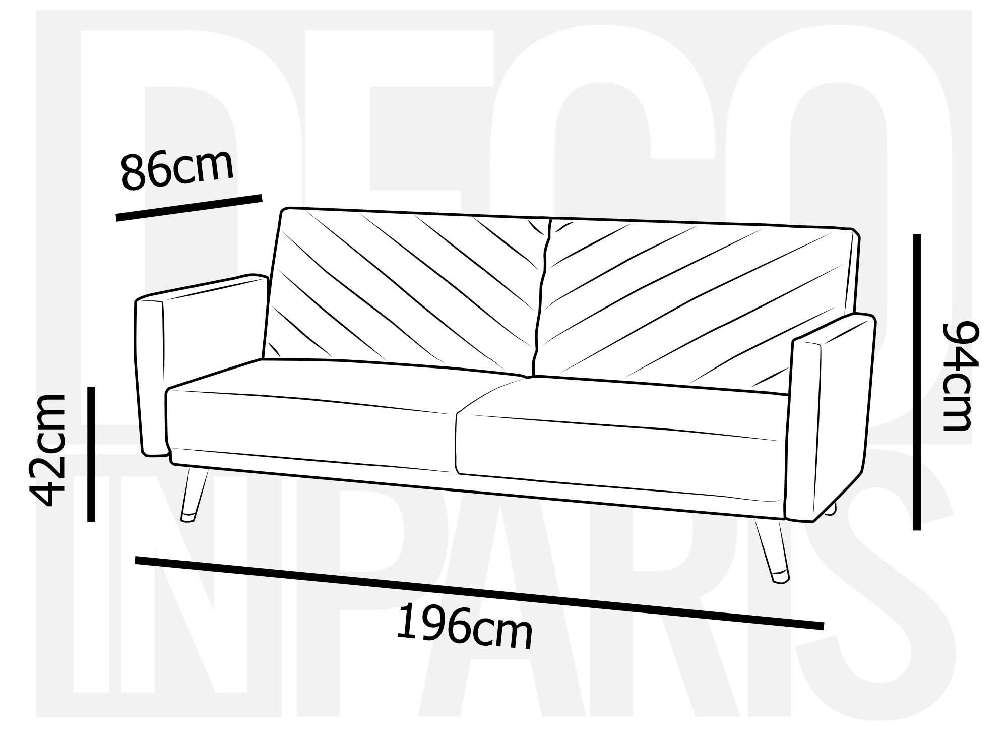 Canapé 3 places convertible scandinave en tissu gris foncé BALDER