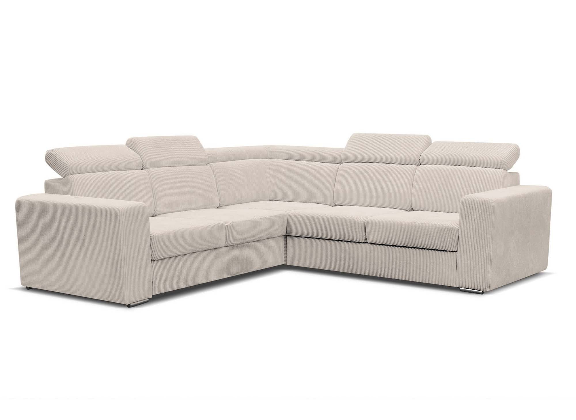 Canapé d'angle convertible et réversible en velours côtelé beige MERYL