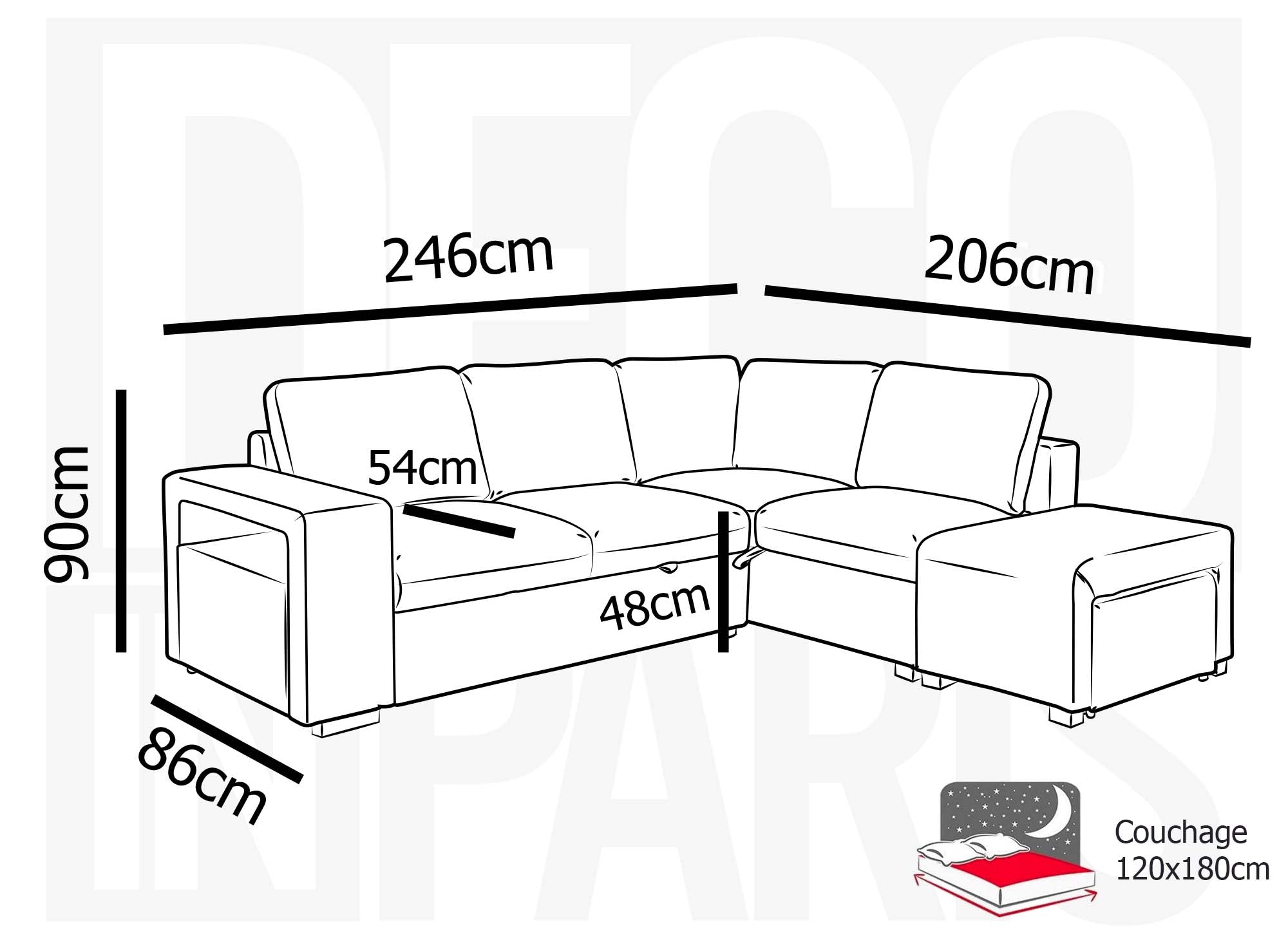 Canapé d'angle convertible en tissu gris foncé ALBAN - Angle droit