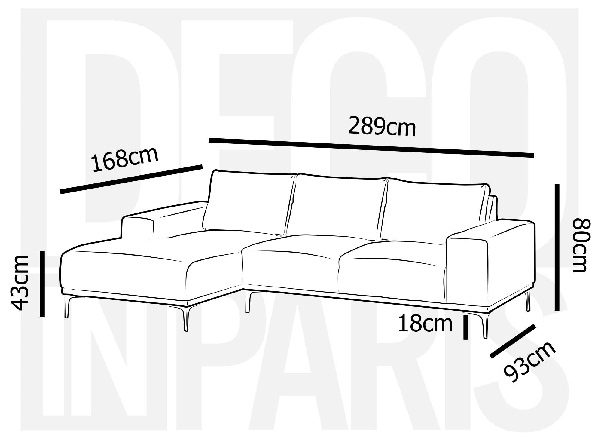 Canapé d'angle avec méridienne en tissu beige ARNOLD - Angle Gauche