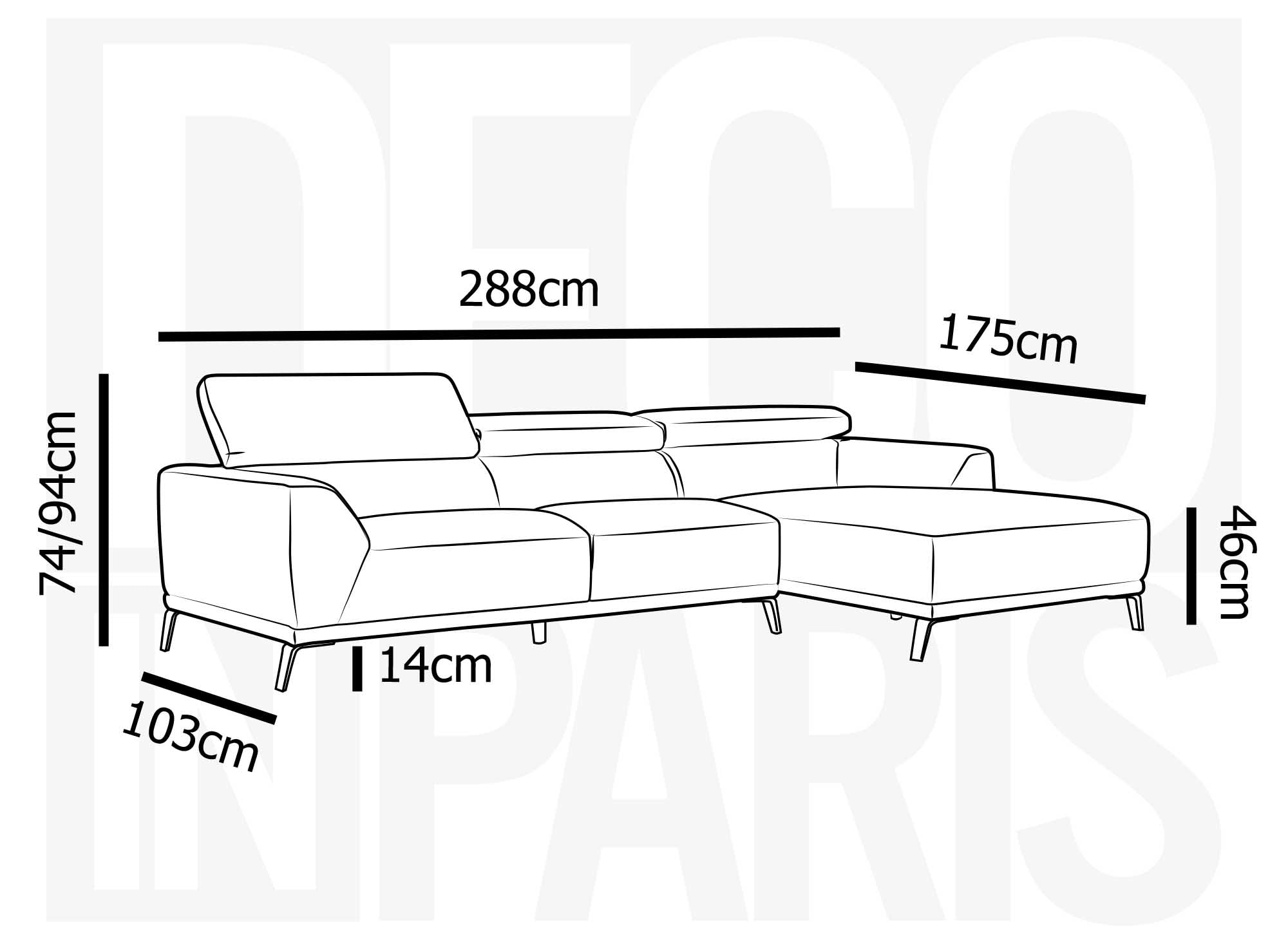 Canapé d'angle avec méridienne en tissu gris clair KALISTA - Angle Droit