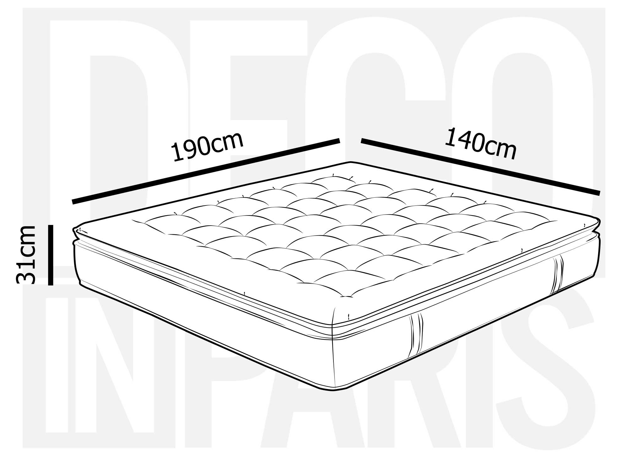 Matelas hybride mousse mémoire en gel et ressorts ensachés 140 x 190 cm épaisseur 31 cm SERENA