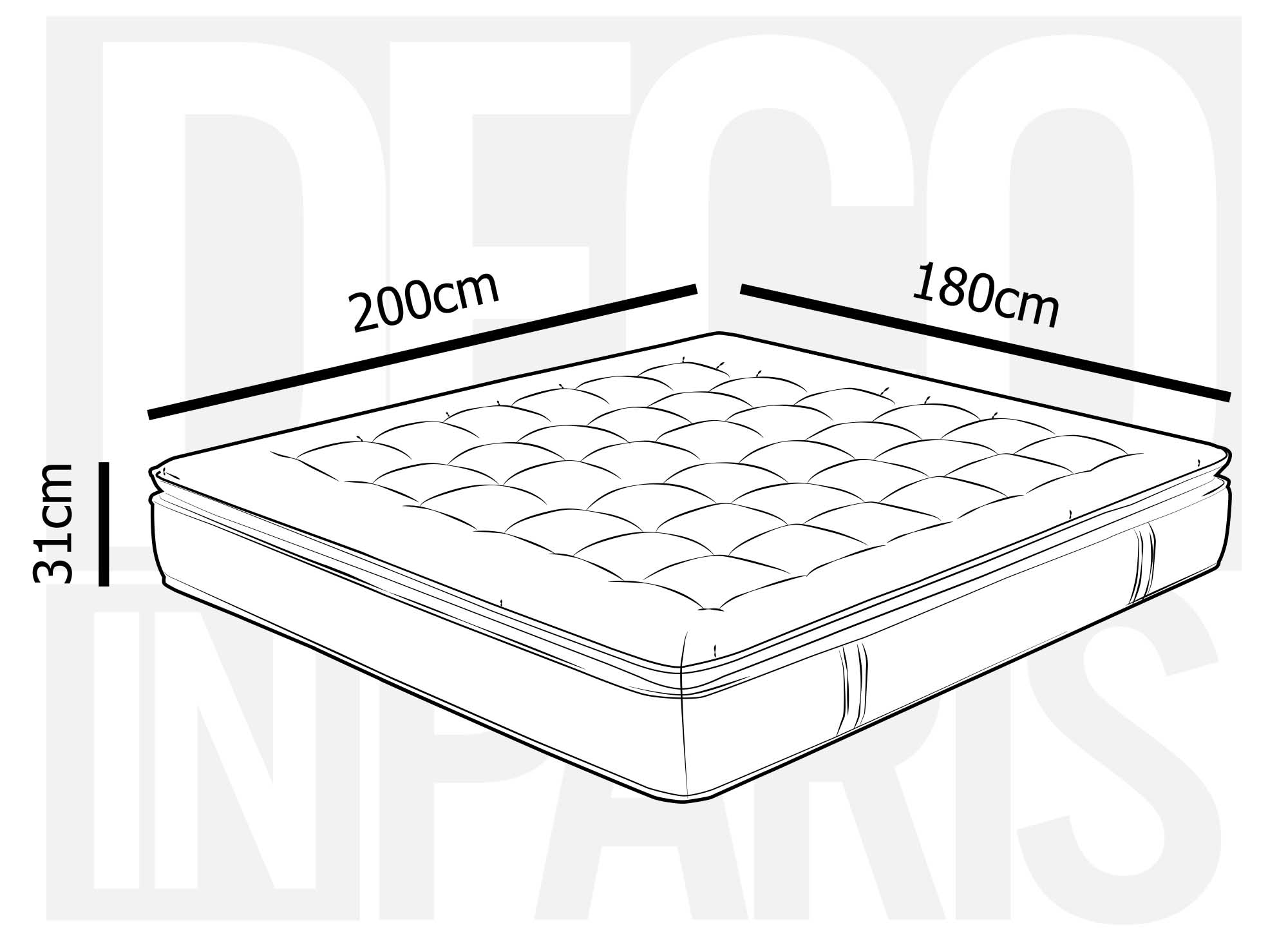 Matelas hybride mousse mémoire en gel et ressorts ensachés 180 x 200 cm épaisseur 31 cm SERENA
