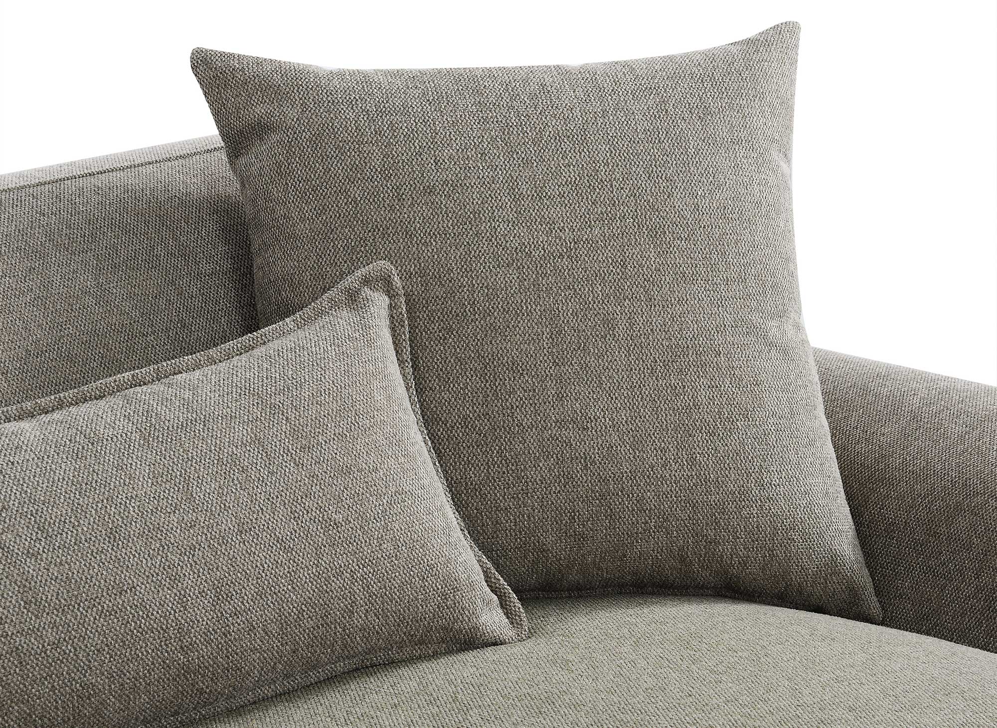 Canapé d'angle scandinave avec méridienne en tissu taupe KAROLINA - Angle Droit