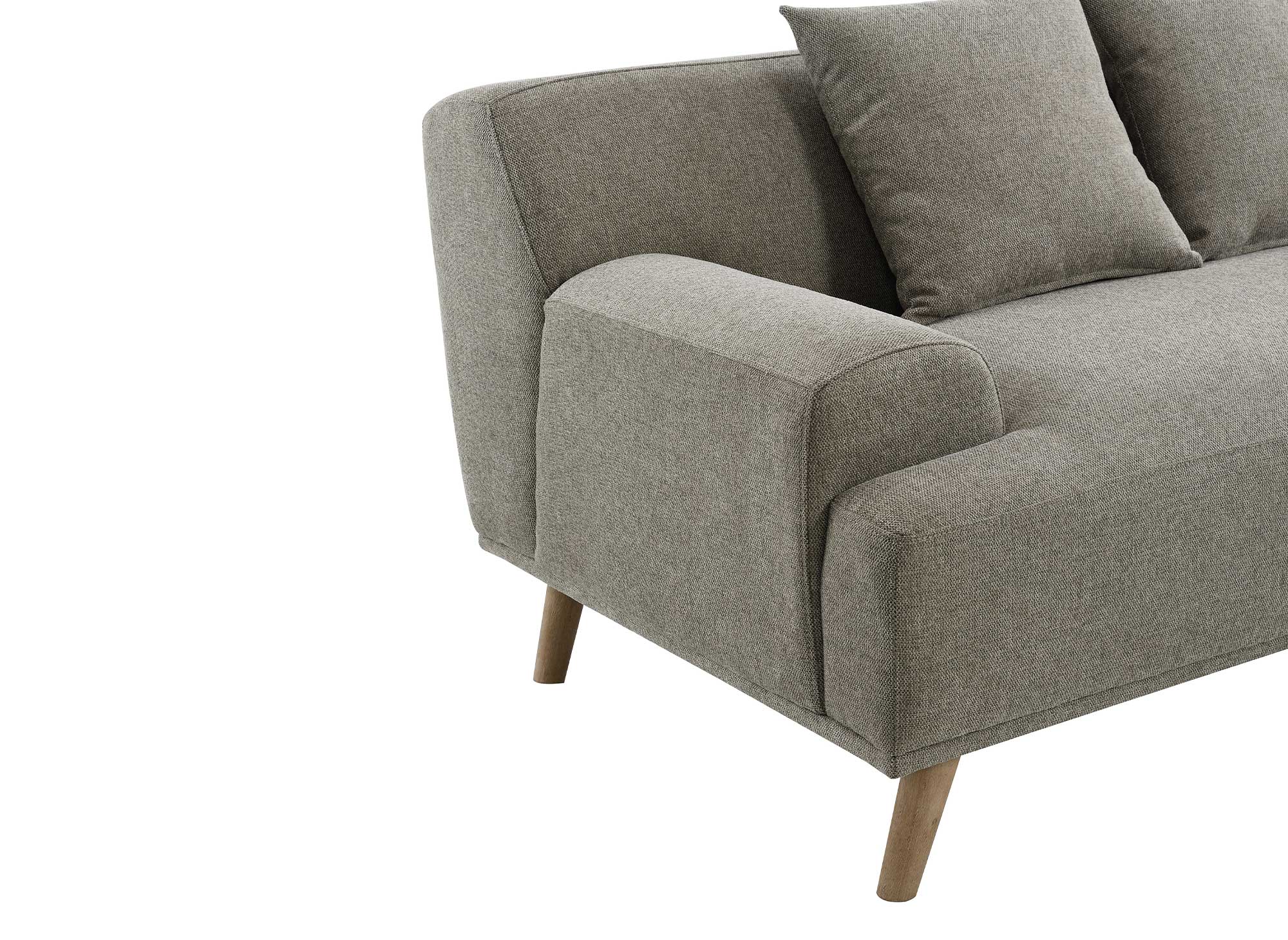 Canapé d'angle scandinave avec méridienne en tissu taupe KAROLINA - Angle Droit