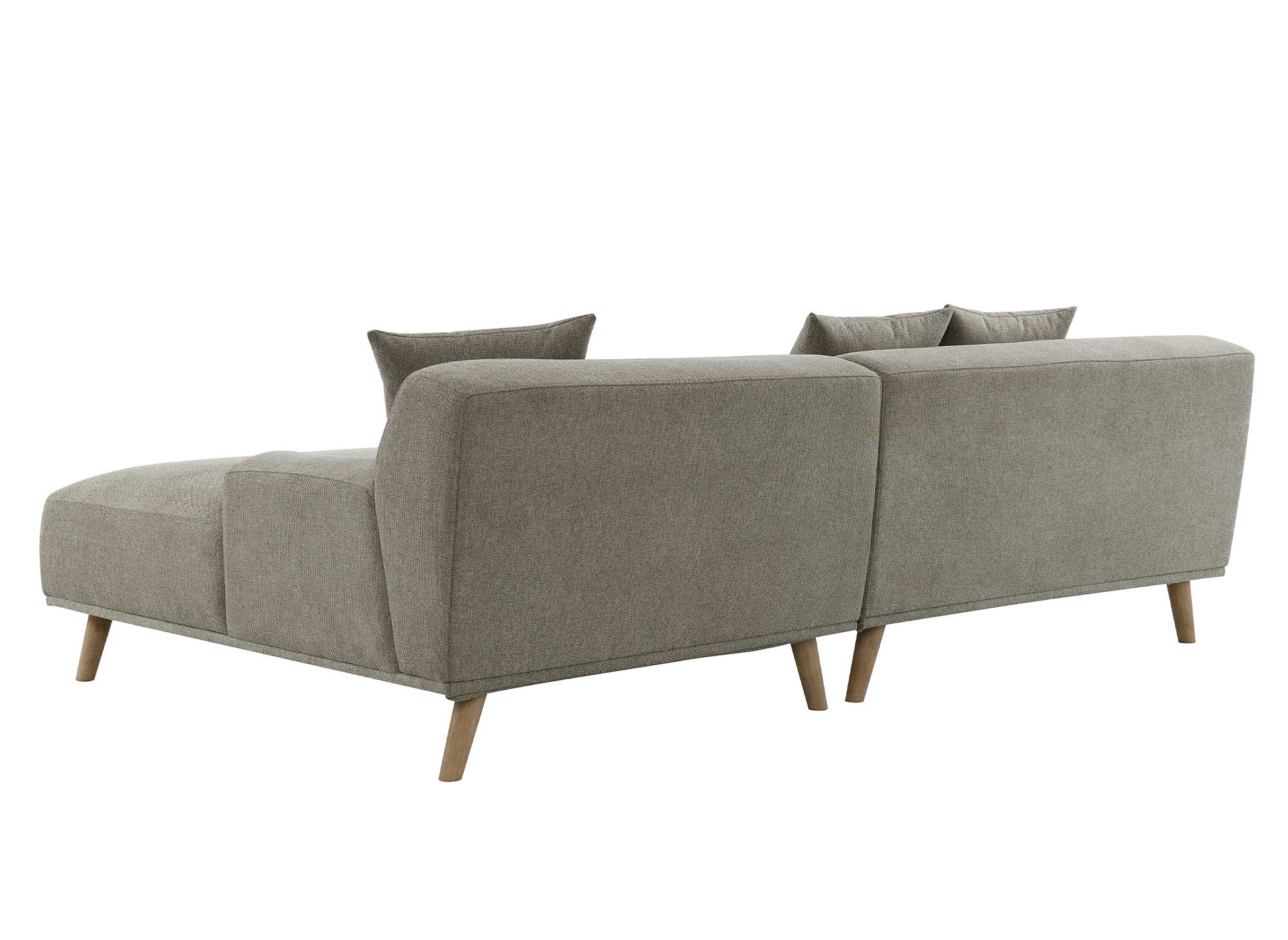 Canapé d'angle scandinave avec méridienne en tissu taupe KAROLINA - Angle Droit