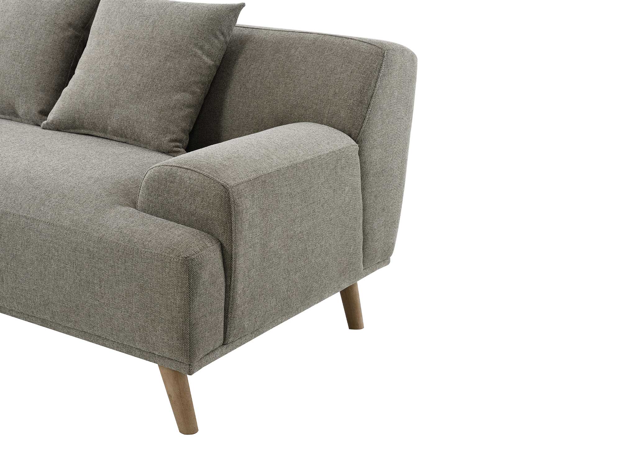 Canapé d'angle scandinave avec méridienne en tissu taupe KAROLINA - Angle Gauche