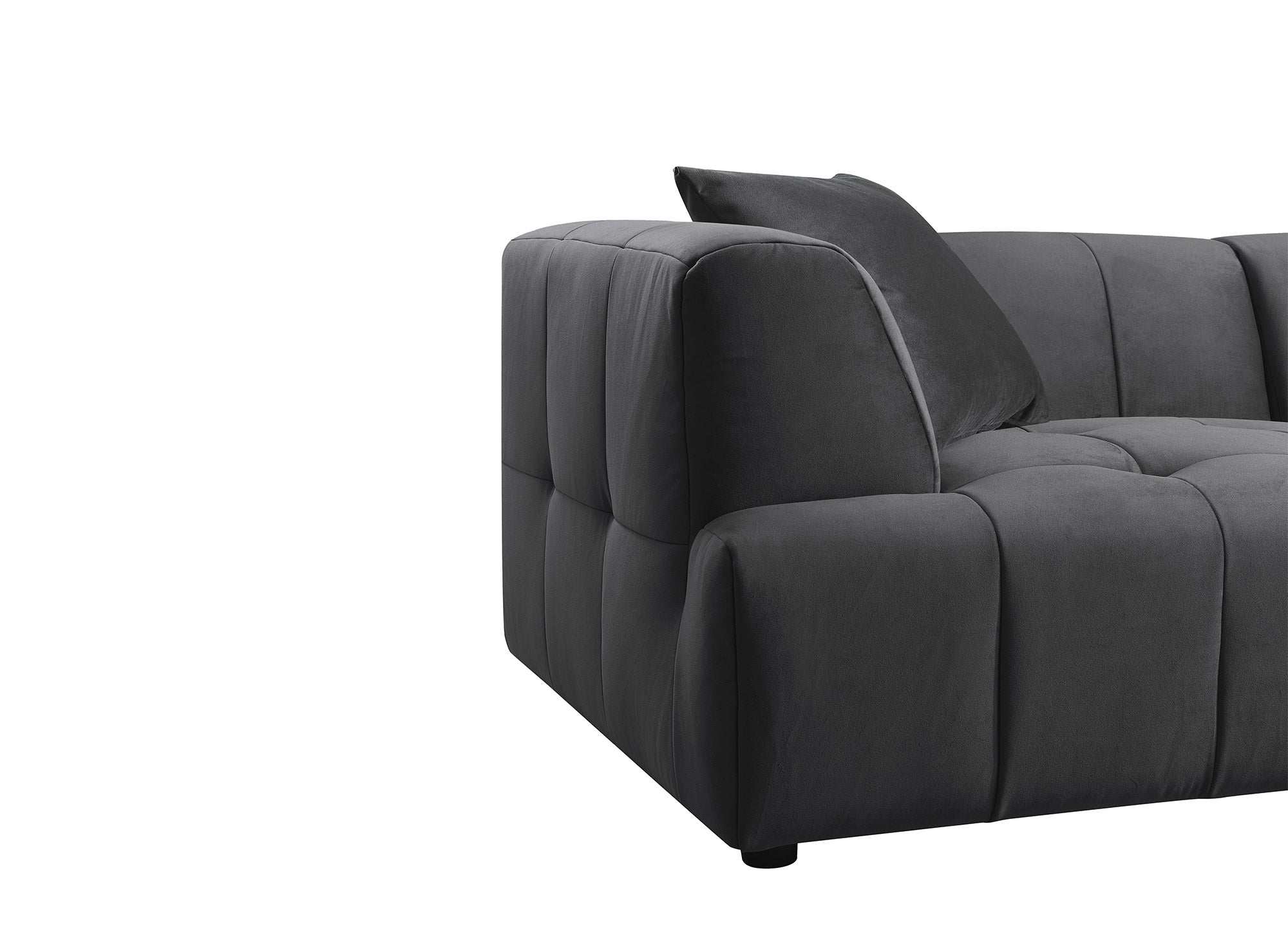 Canapé droit 4 places en velours gris KELIA