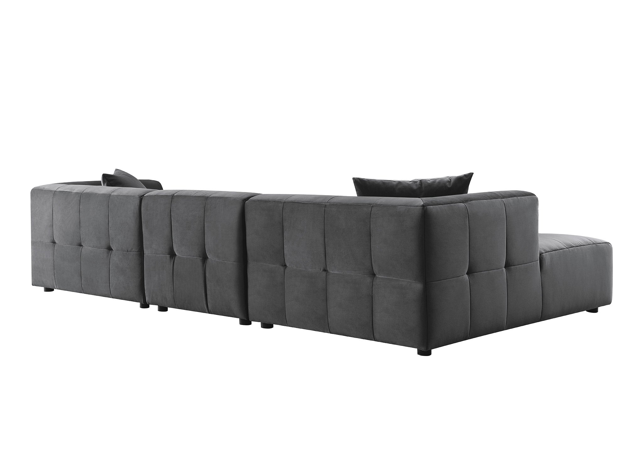 Canapé droit 4 places en velours gris KELIA