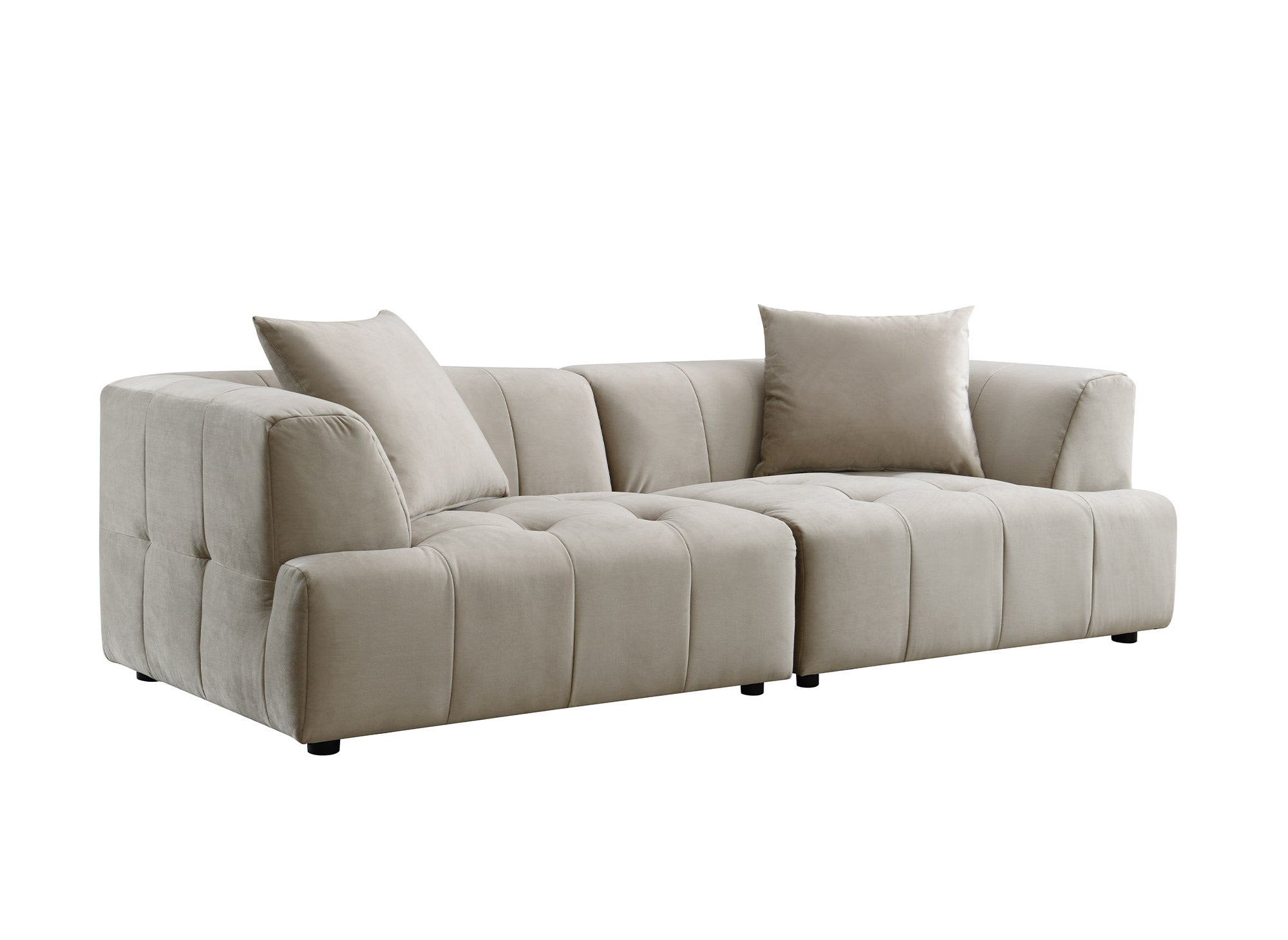 Canapé droit 3 places en velours beige KELIA