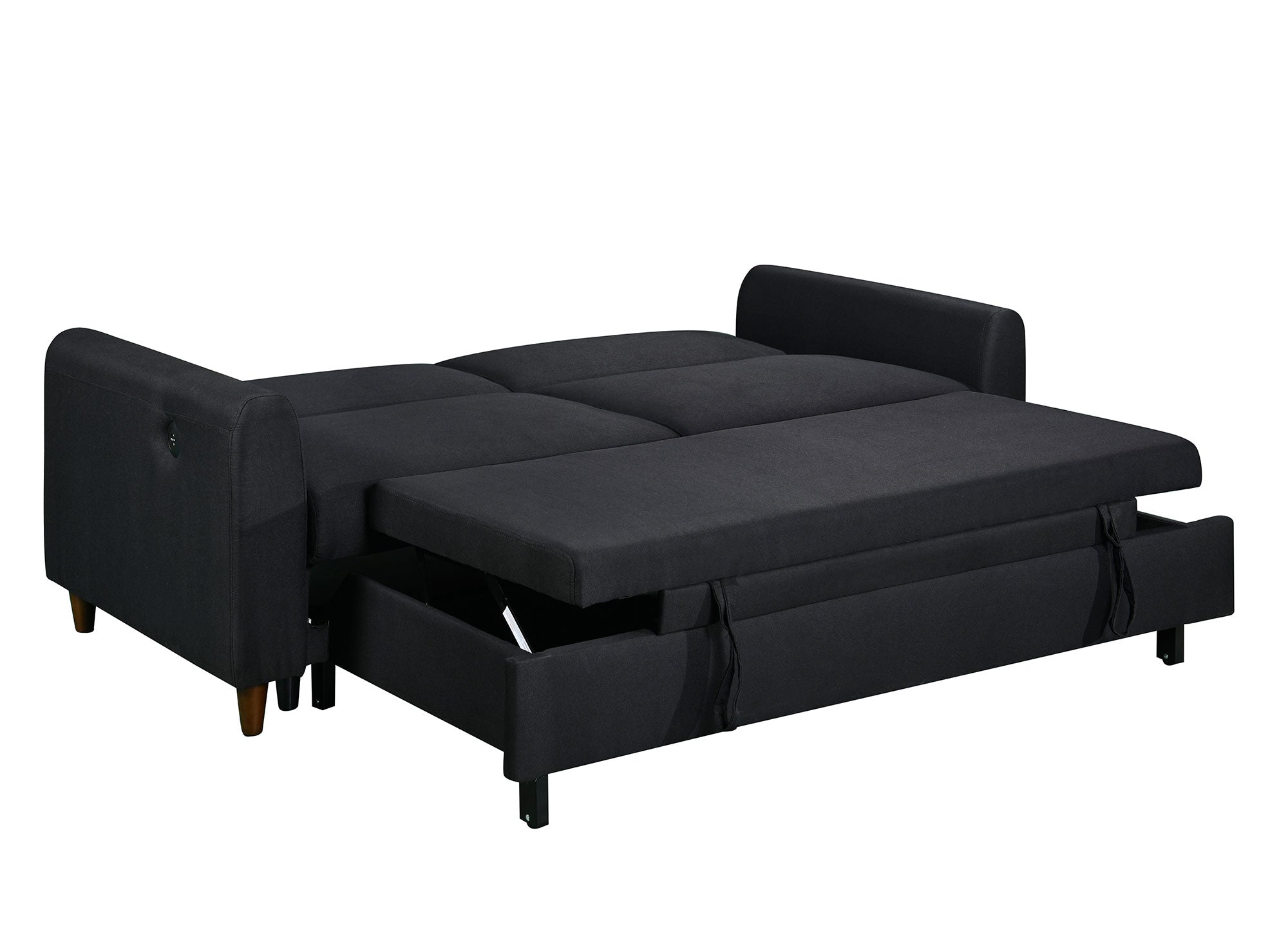 Canapé convertible 3 places en tissu lin noir ROSS