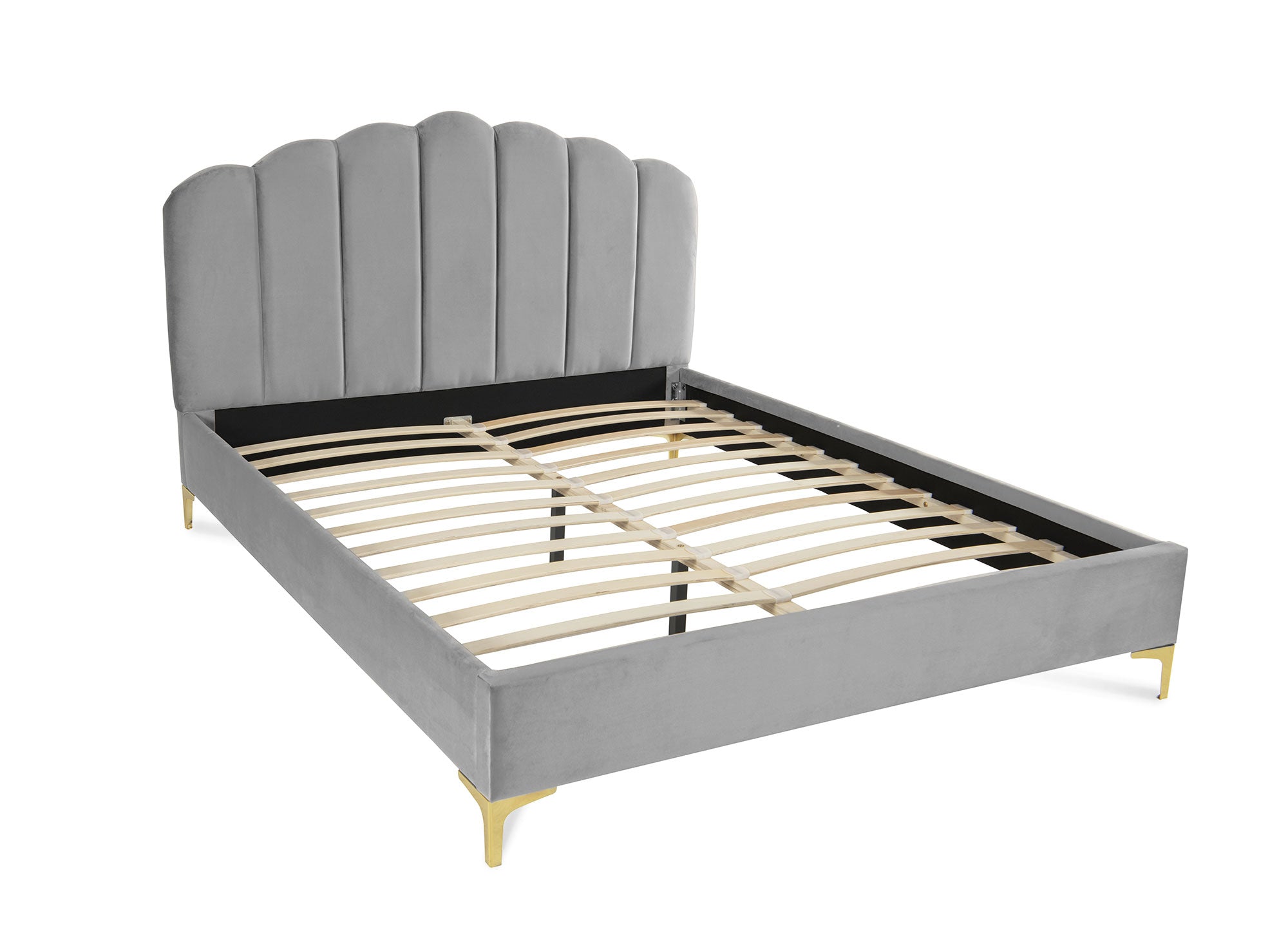 Lit double en velours gris 180x200 cm MARION