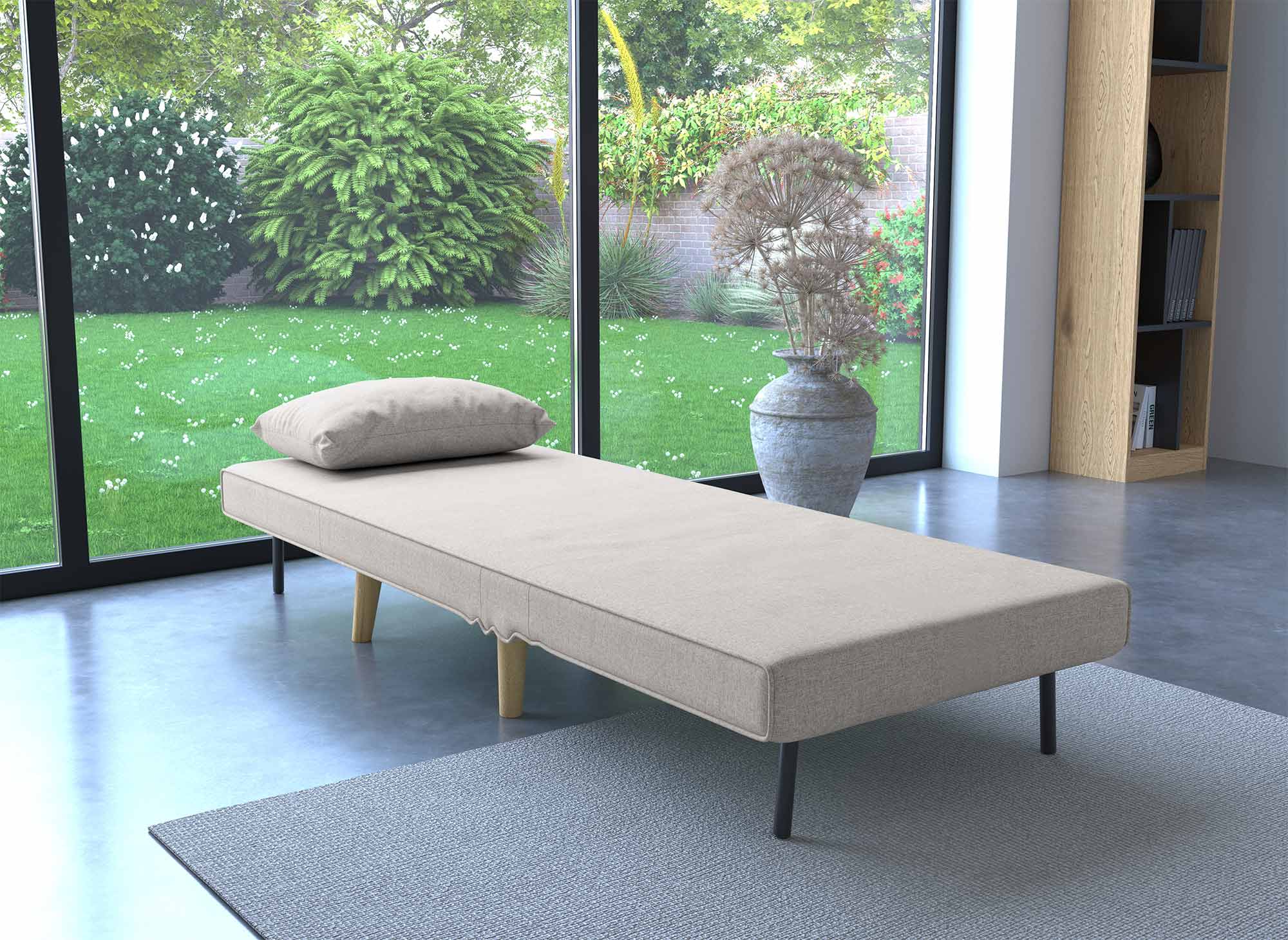 Fauteuil convertible en tissu beige TONKA