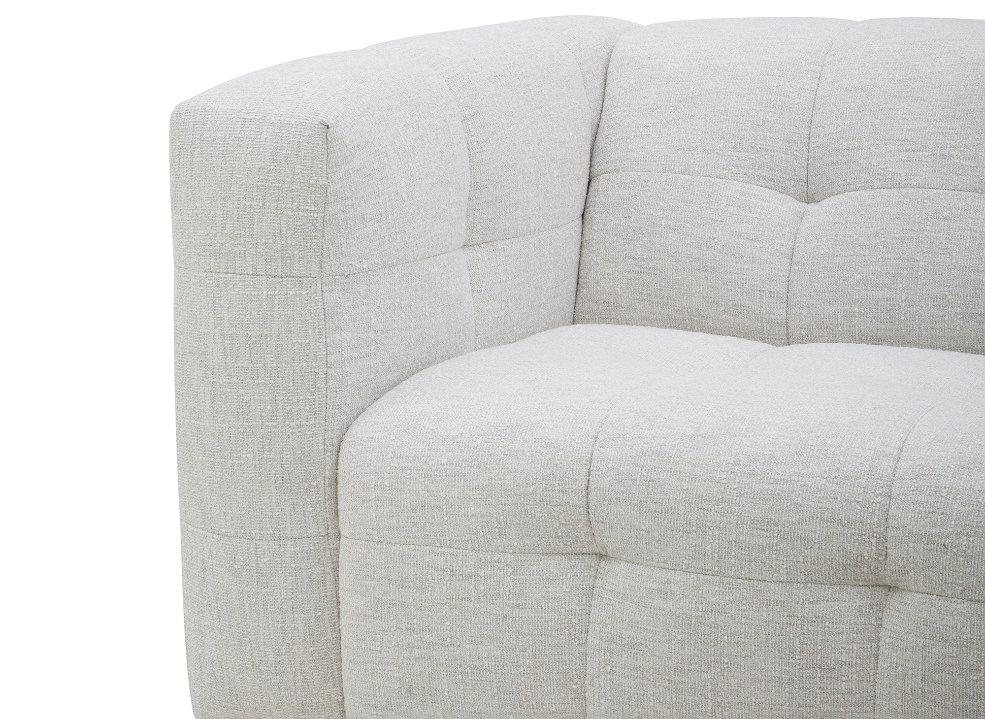 Canapé droit fixe 5 places en velours texturé beige ARELIA