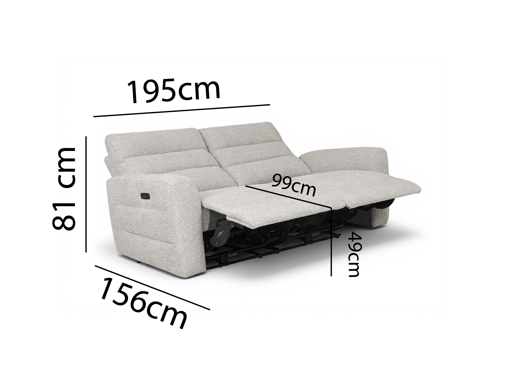 Canapé 3 places relax électrique DAVY + Lot de 2 tables basses AMERIO