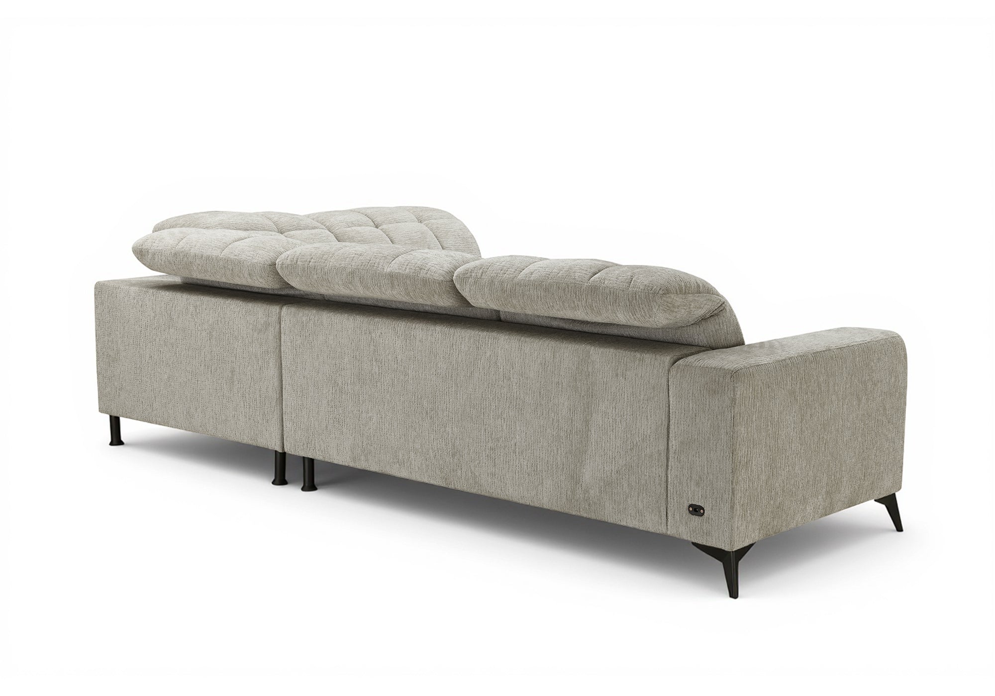 Canapé d'angle relax électrique en velours chiné beige ALVAR - Angle droit