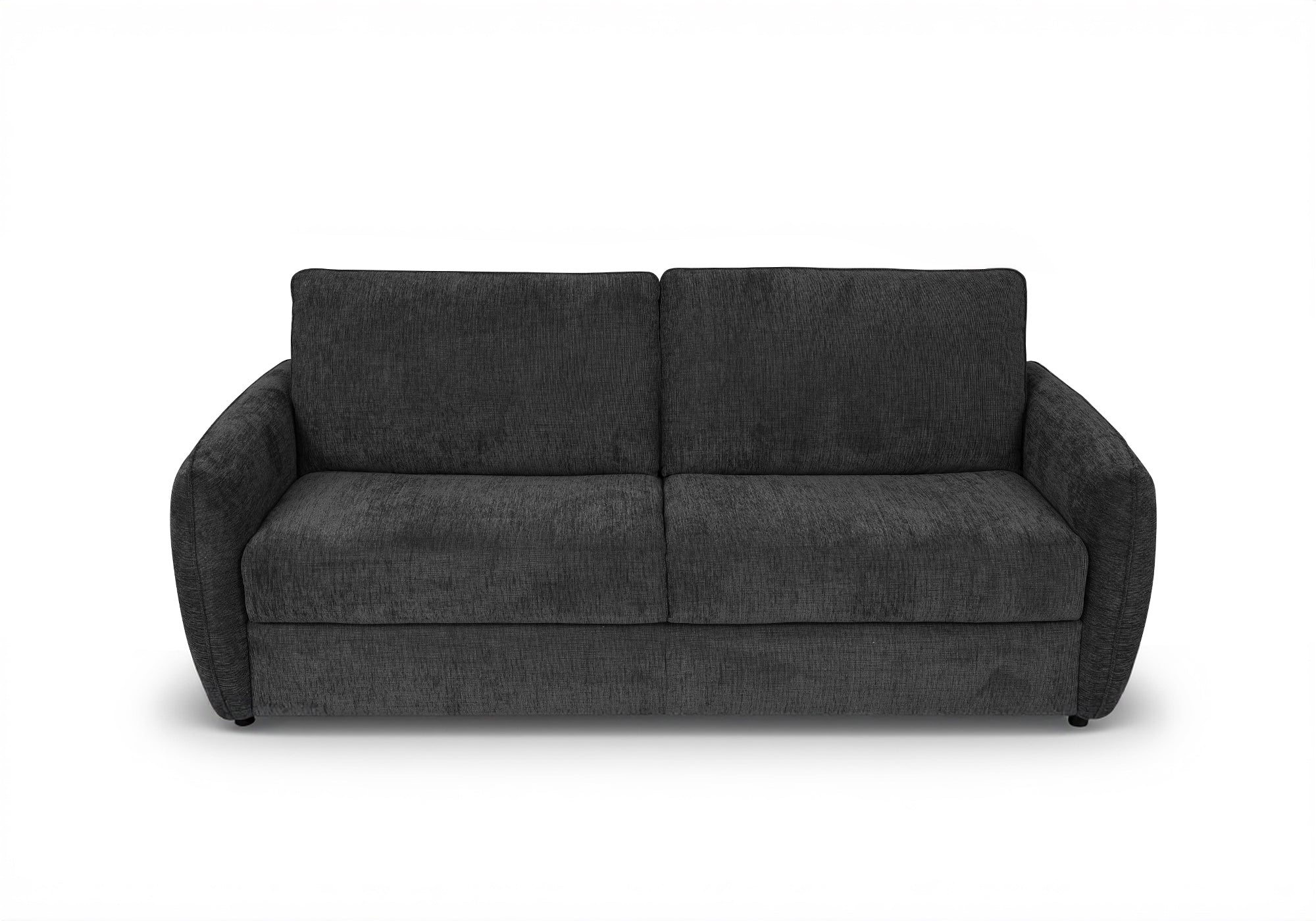 Canapé convertible express 3 places en velours texturé gris foncé CHIARA