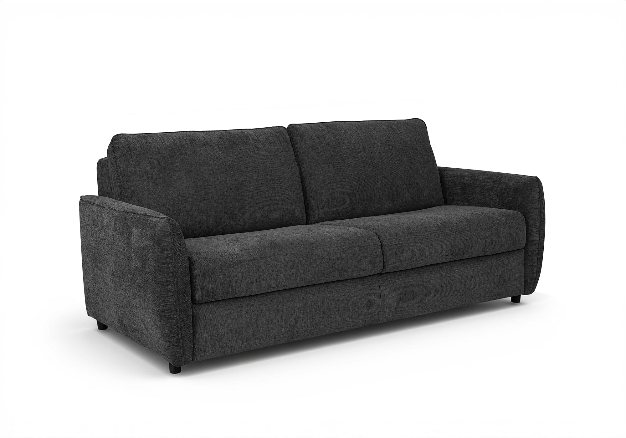 Canapé convertible express 3 places en velours texturé gris foncé CHIARA