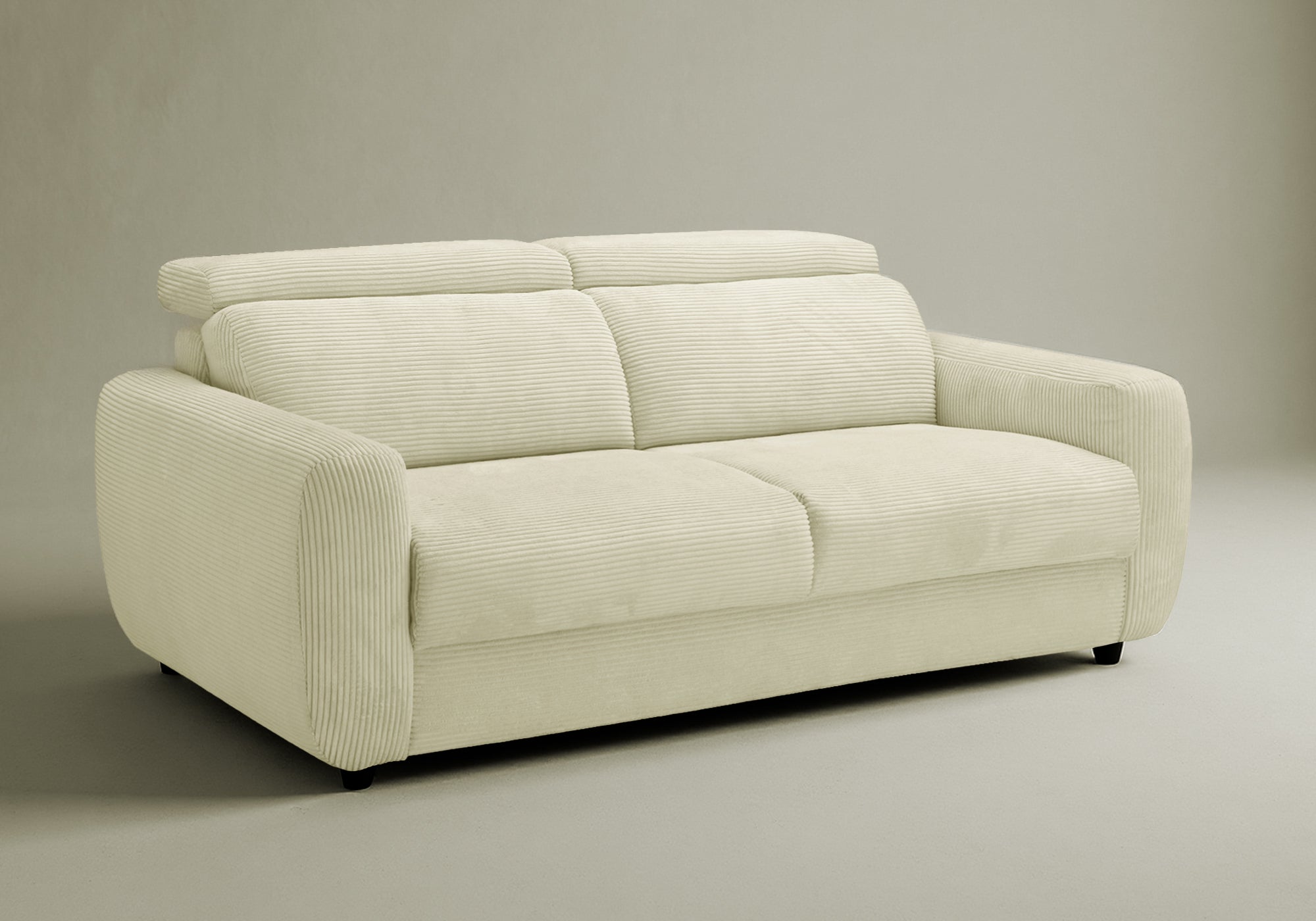 Canapé convertible express 3 places en velours côtelé beige TOGO