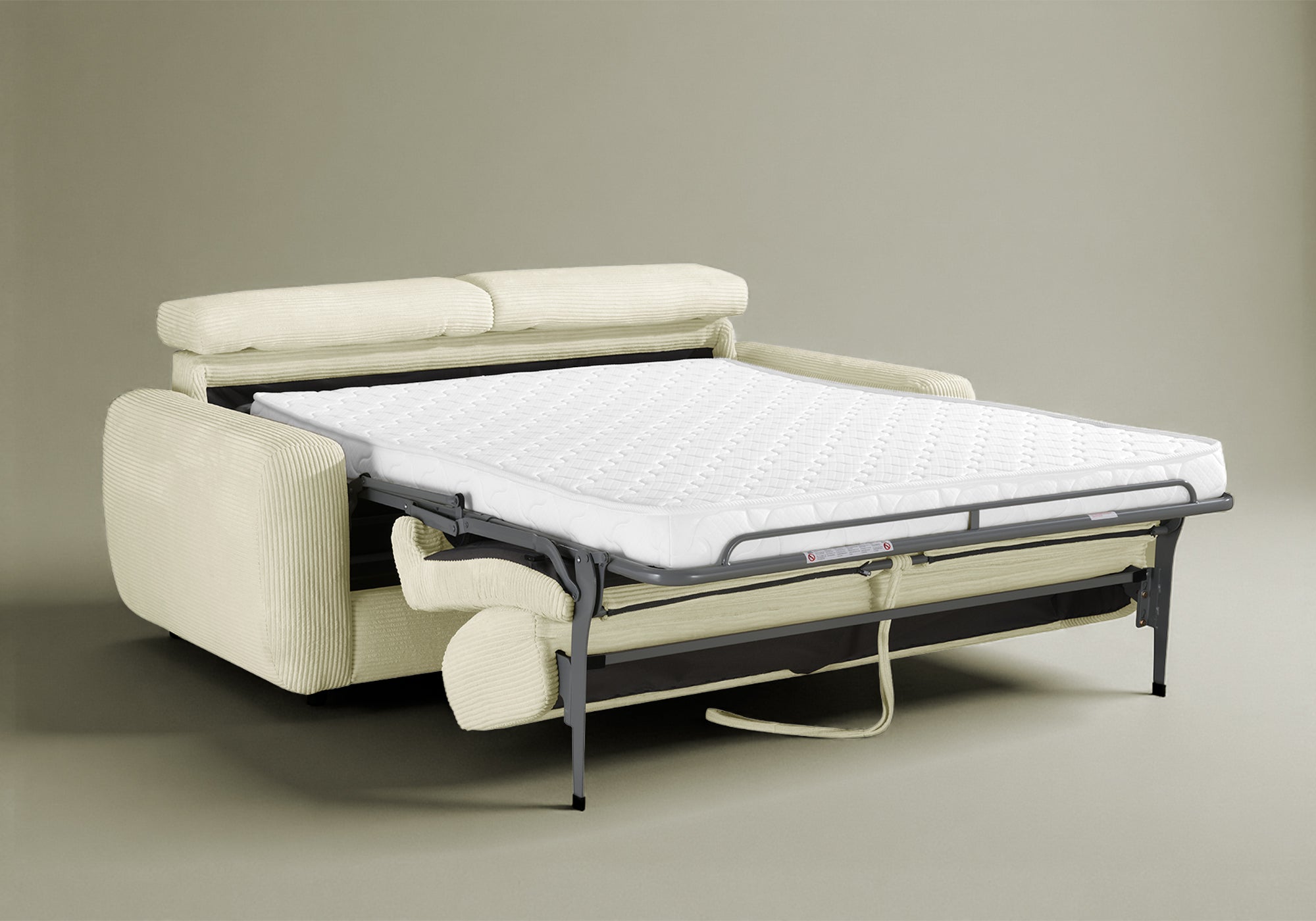 Canapé convertible 3 places en velours côtelé beige TOGO