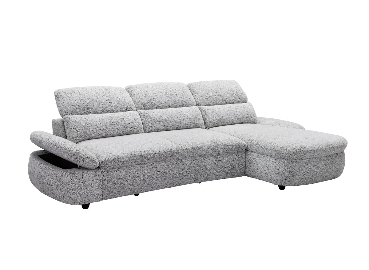 Canapé d'angle relax électrique en tissu bouclette gris CLEMENT - Angle droit