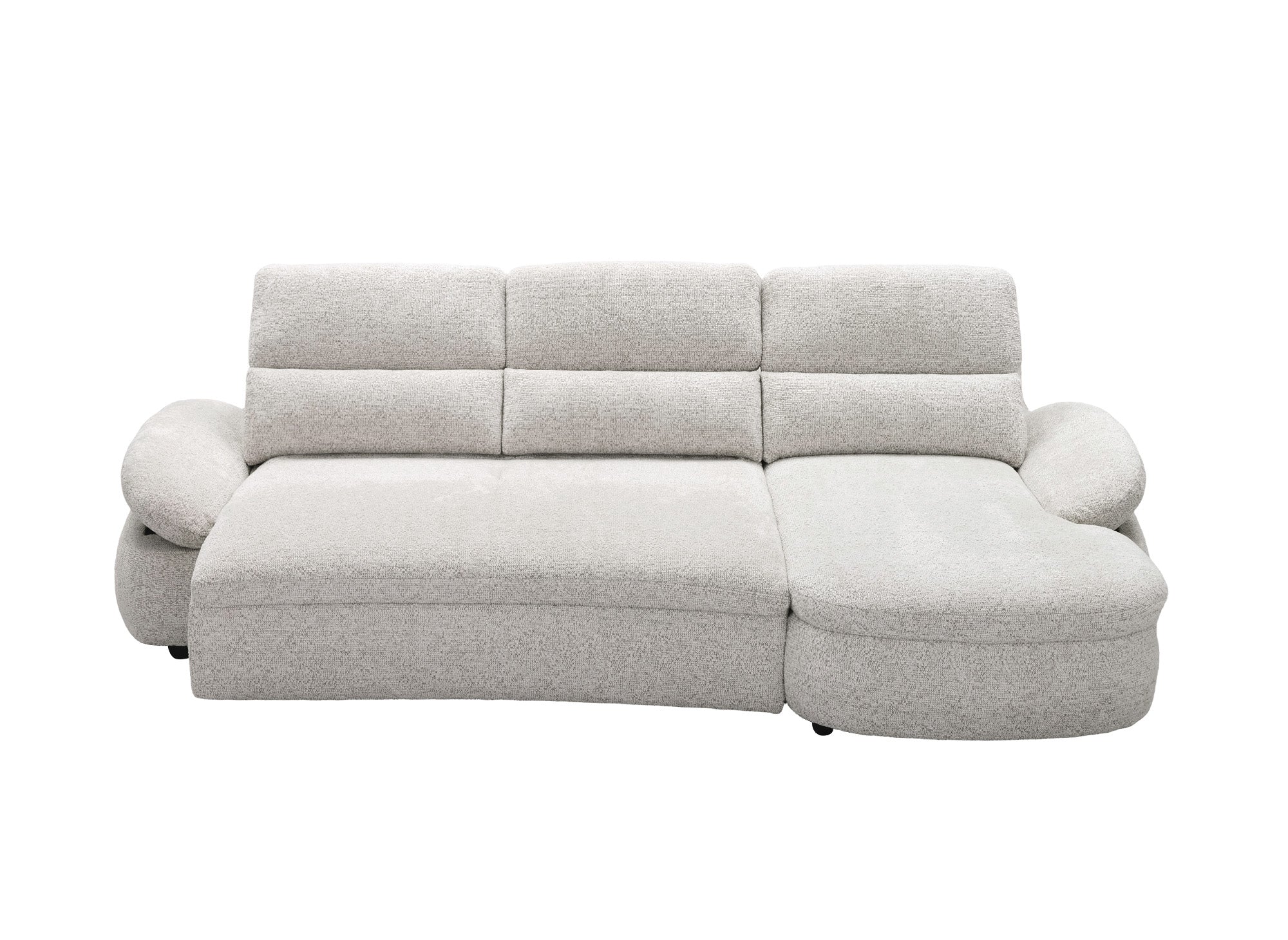 Canapé d'angle relax électrique en tissu bouclette beige CLEMENT - Angle droit