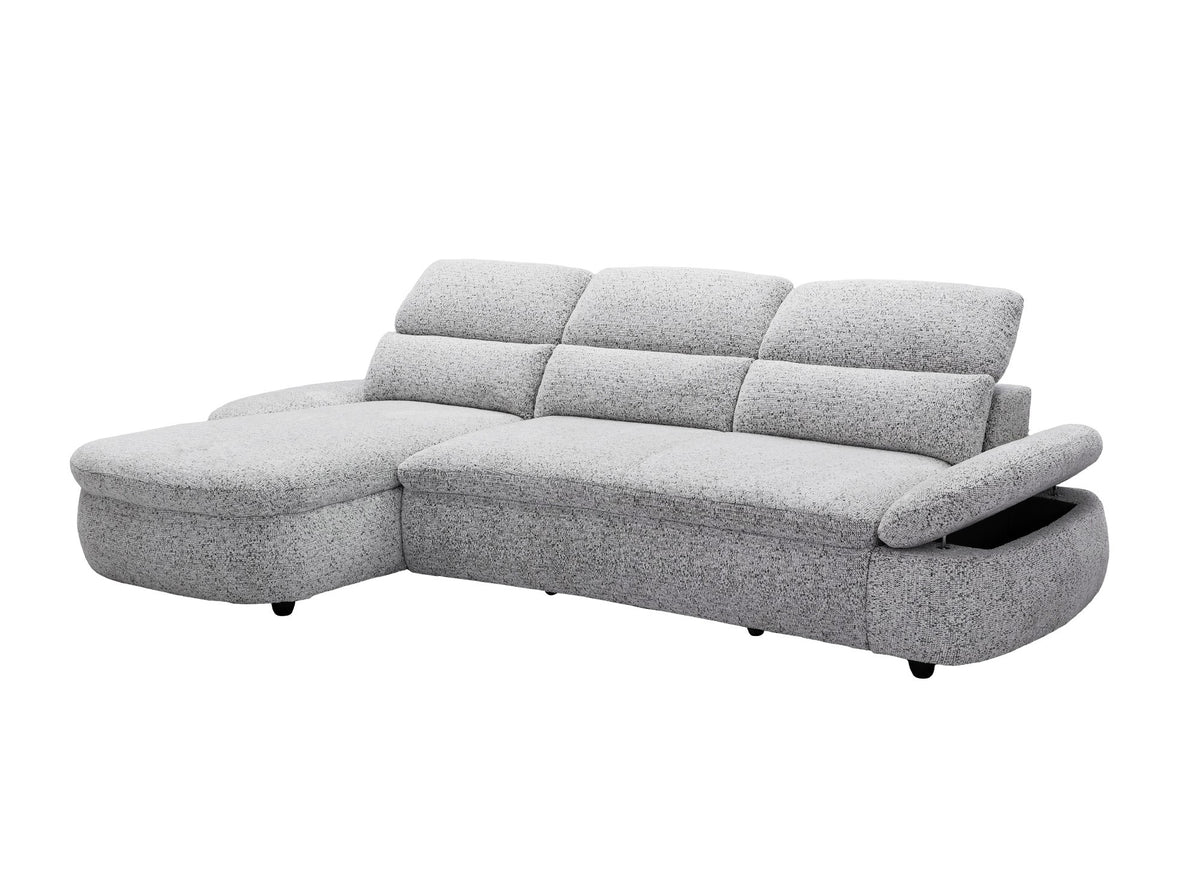 Canapé d'angle relax électrique en tissu bouclette gris CLEMENT - Angle gauche
