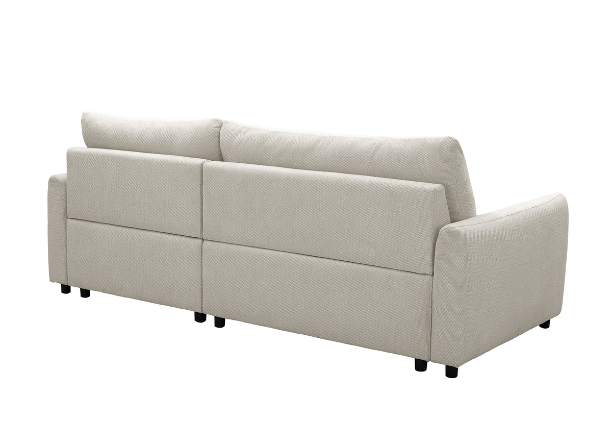Canapé d'angle relax réversible avec coffre en tissu texturé beige KALINKA