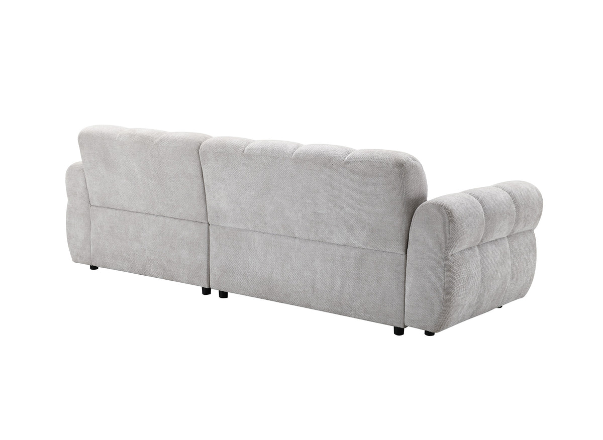 Canapé d'angle fixe en velours texturé gris clair JAROD - Angle droit