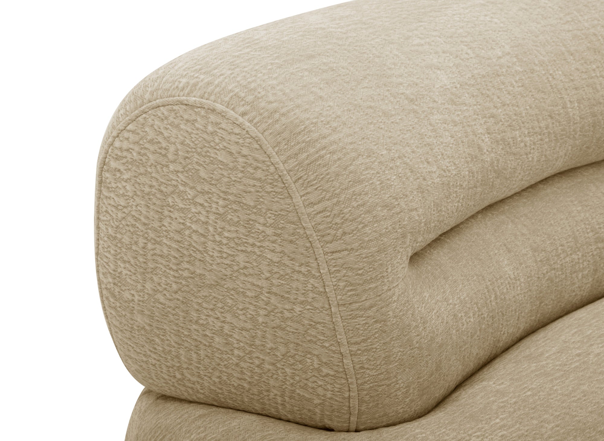 Canapé droit 5 places en velours tissé beige IMENIA