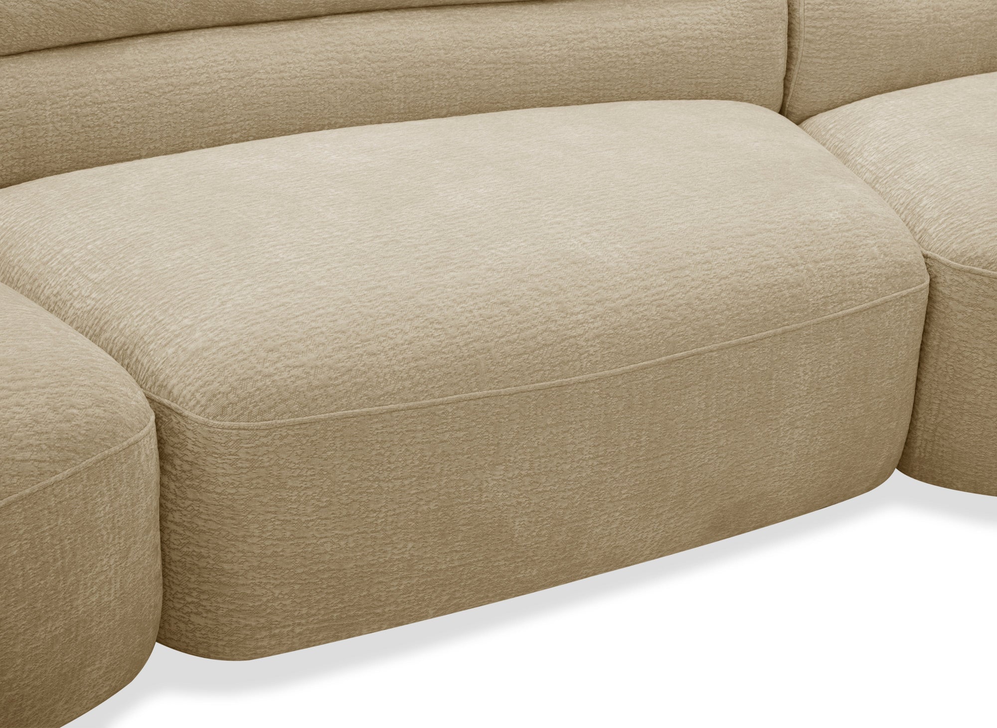 Canapé droit 5 places en velours tissé beige IMENIA