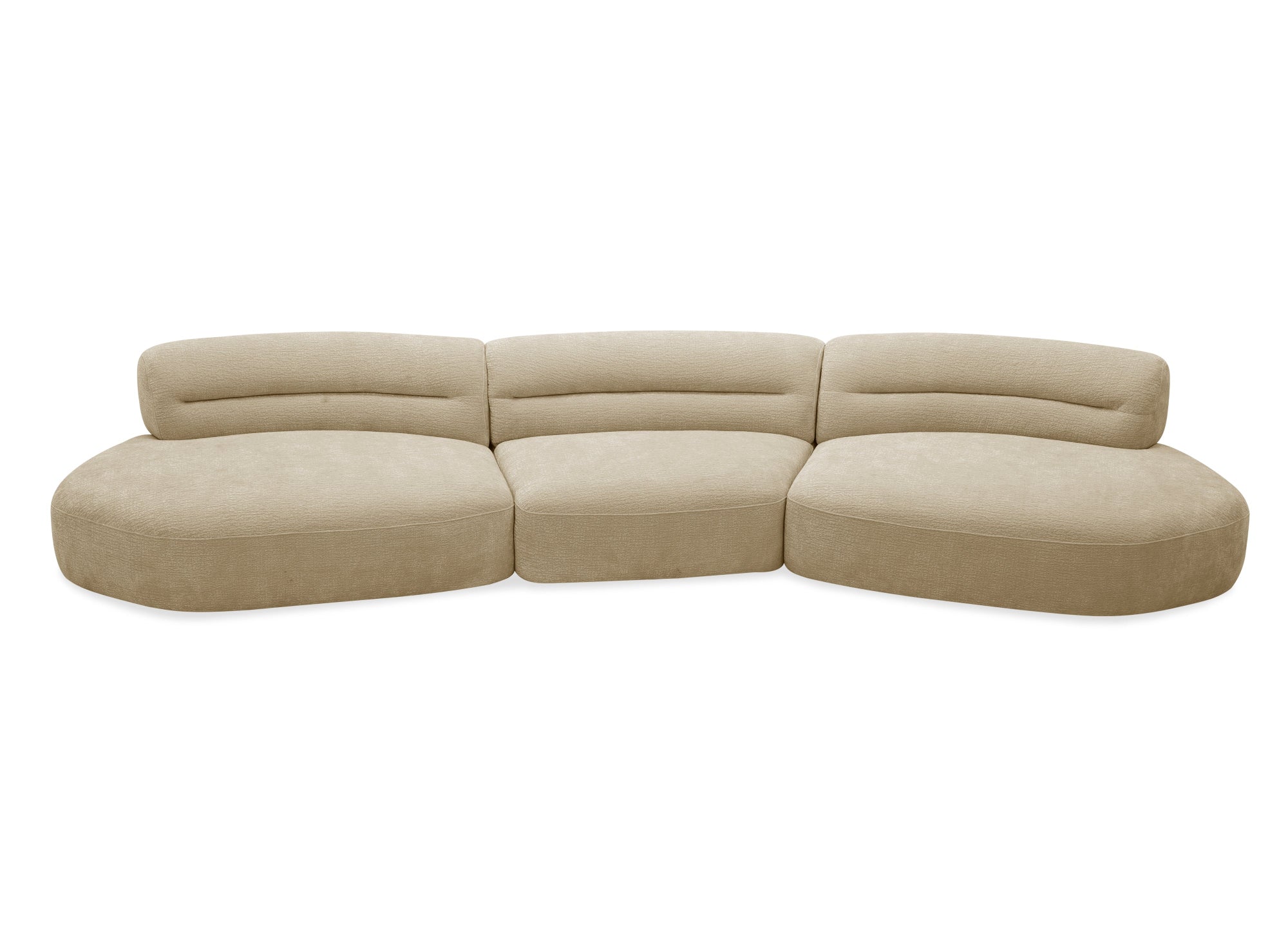 Canapé droit 5 places en velours tissé beige IMENIA