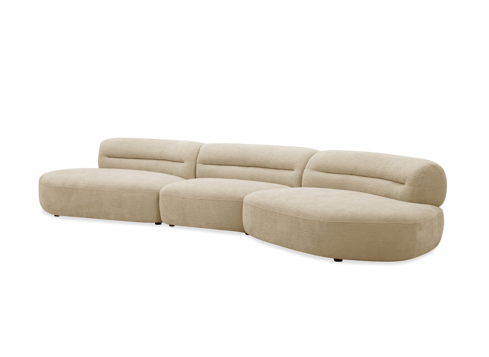 Canapé droit 5 places en velours tissé beige IMENIA