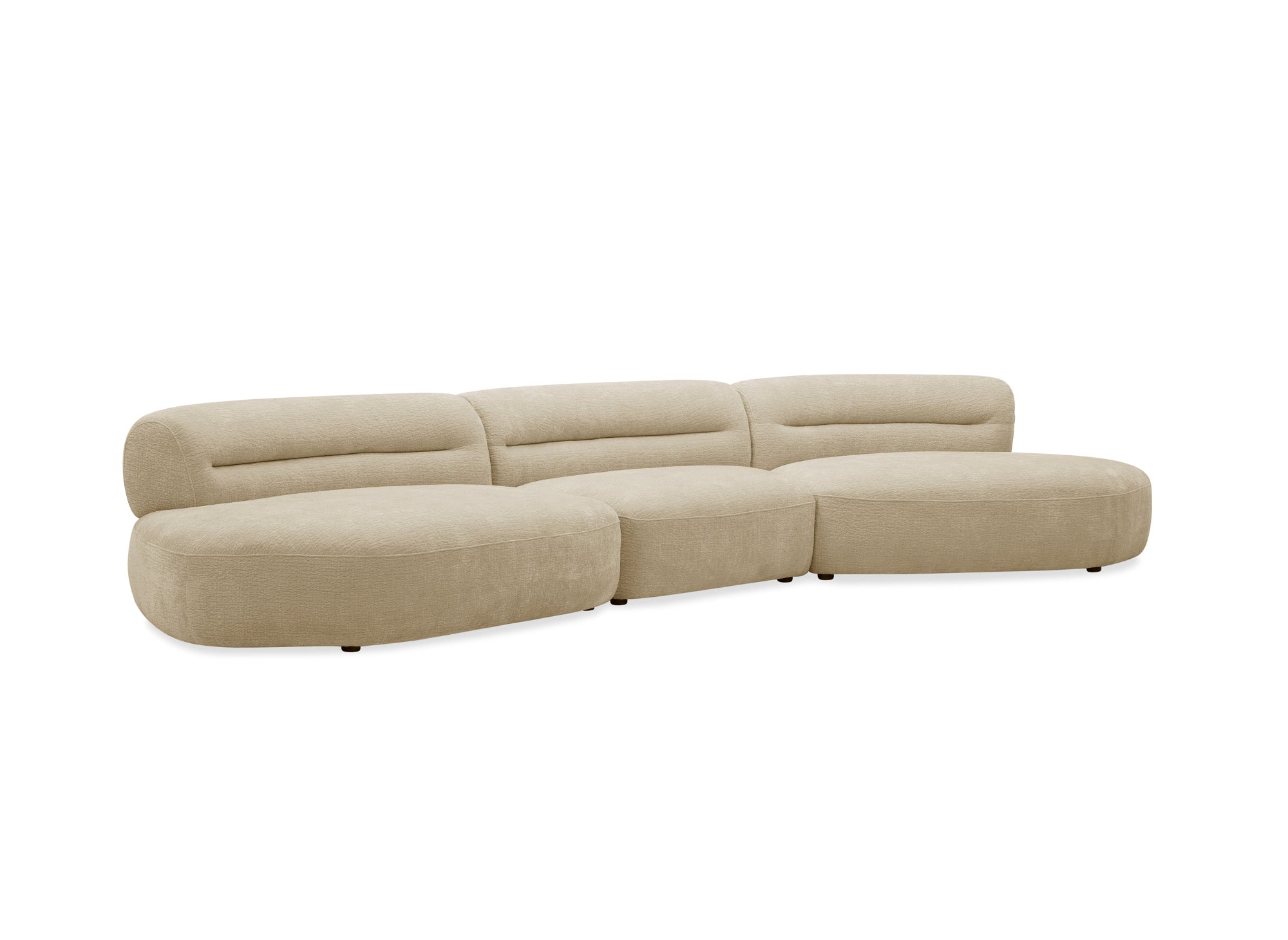 Canapé droit 5 places en velours tissé beige IMENIA