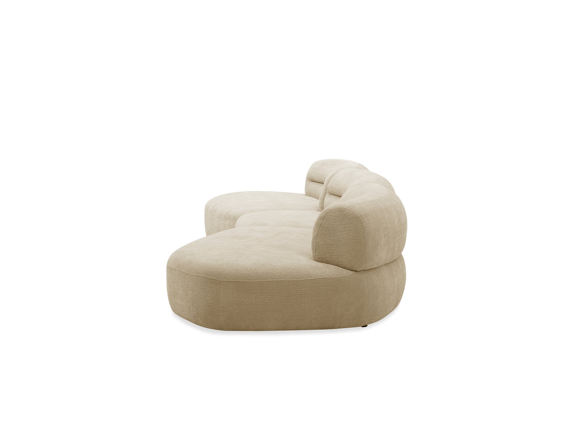 Canapé droit 5 places en velours tissé beige IMENIA