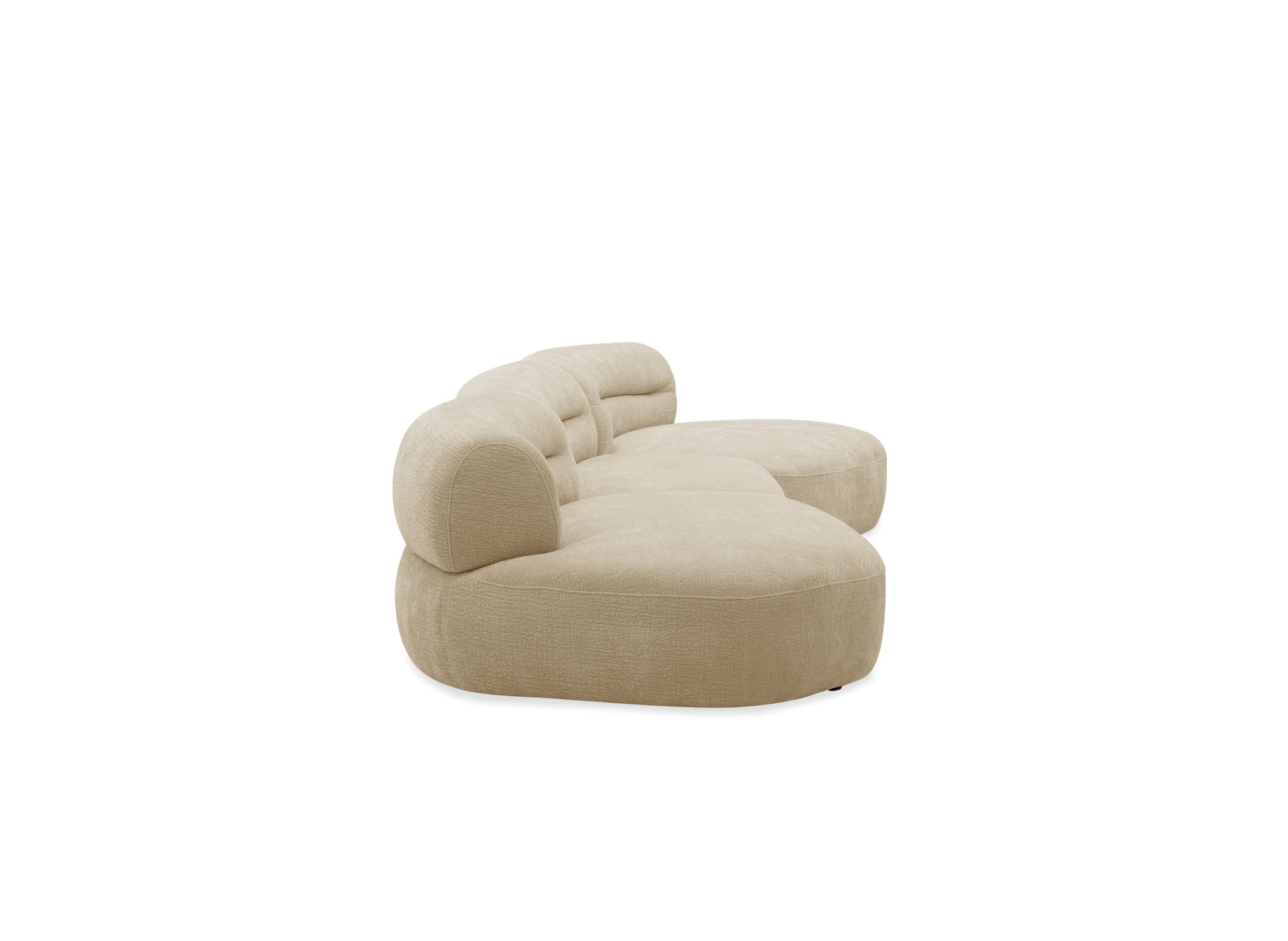 Canapé droit 5 places en velours tissé beige IMENIA