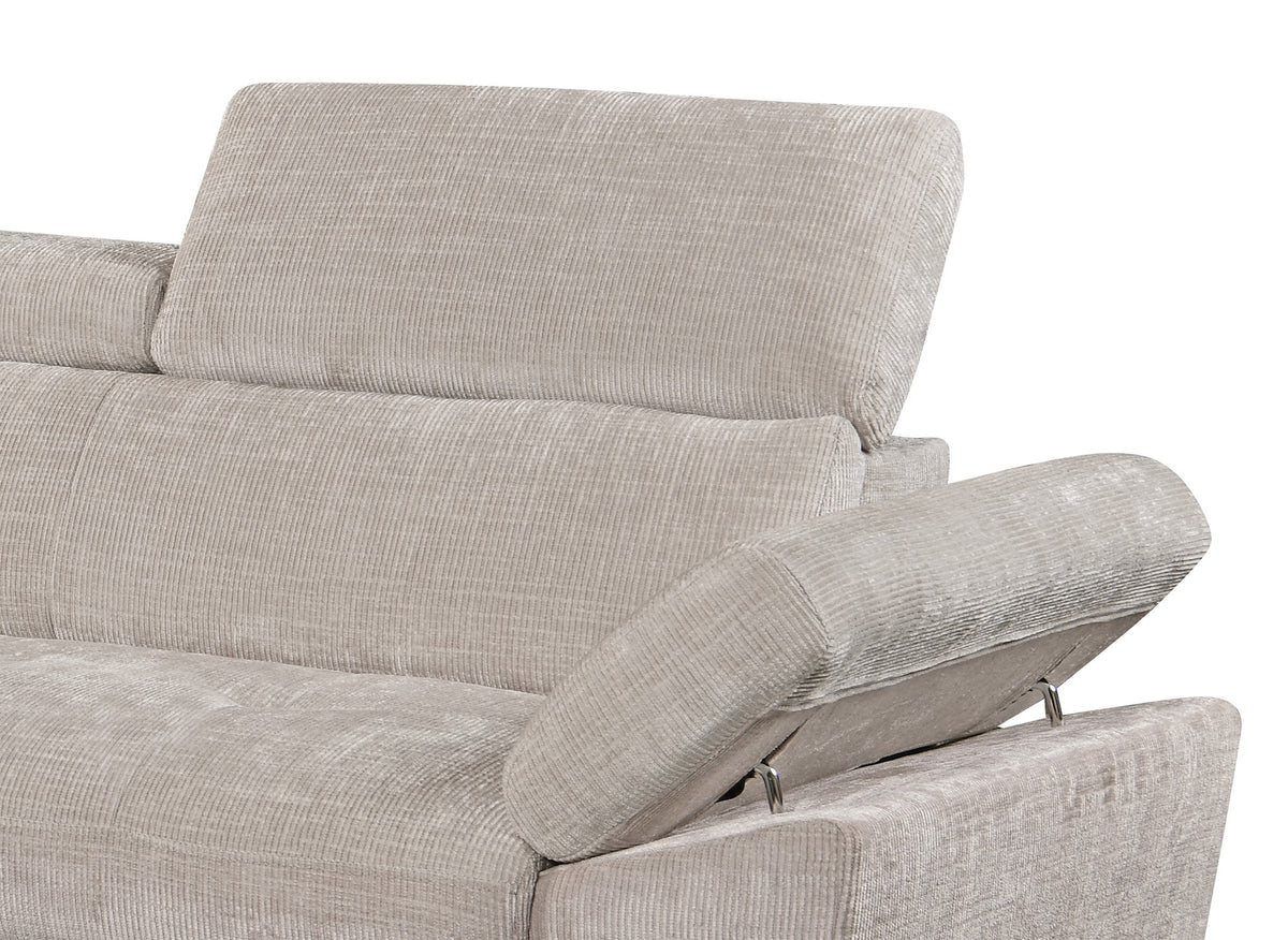 Canapé d'angle convertible en velours chiné beige MONICA - Angle gauche