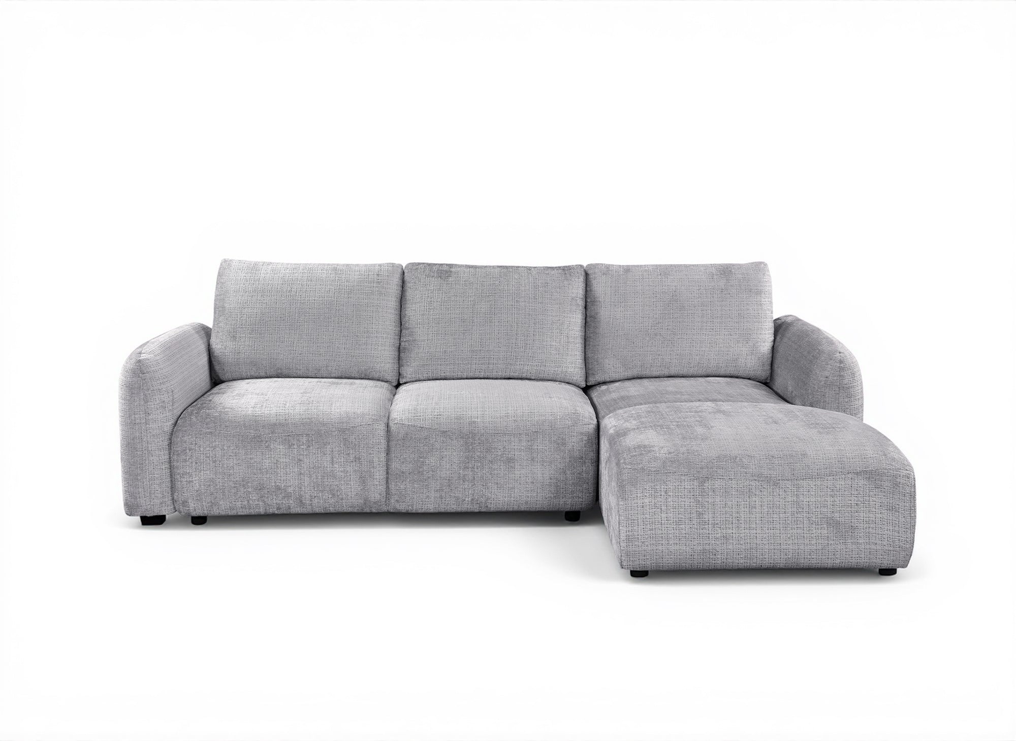 Canapé d'angle convertible avec coffre en velours chiné gris MARLA - Angle droit