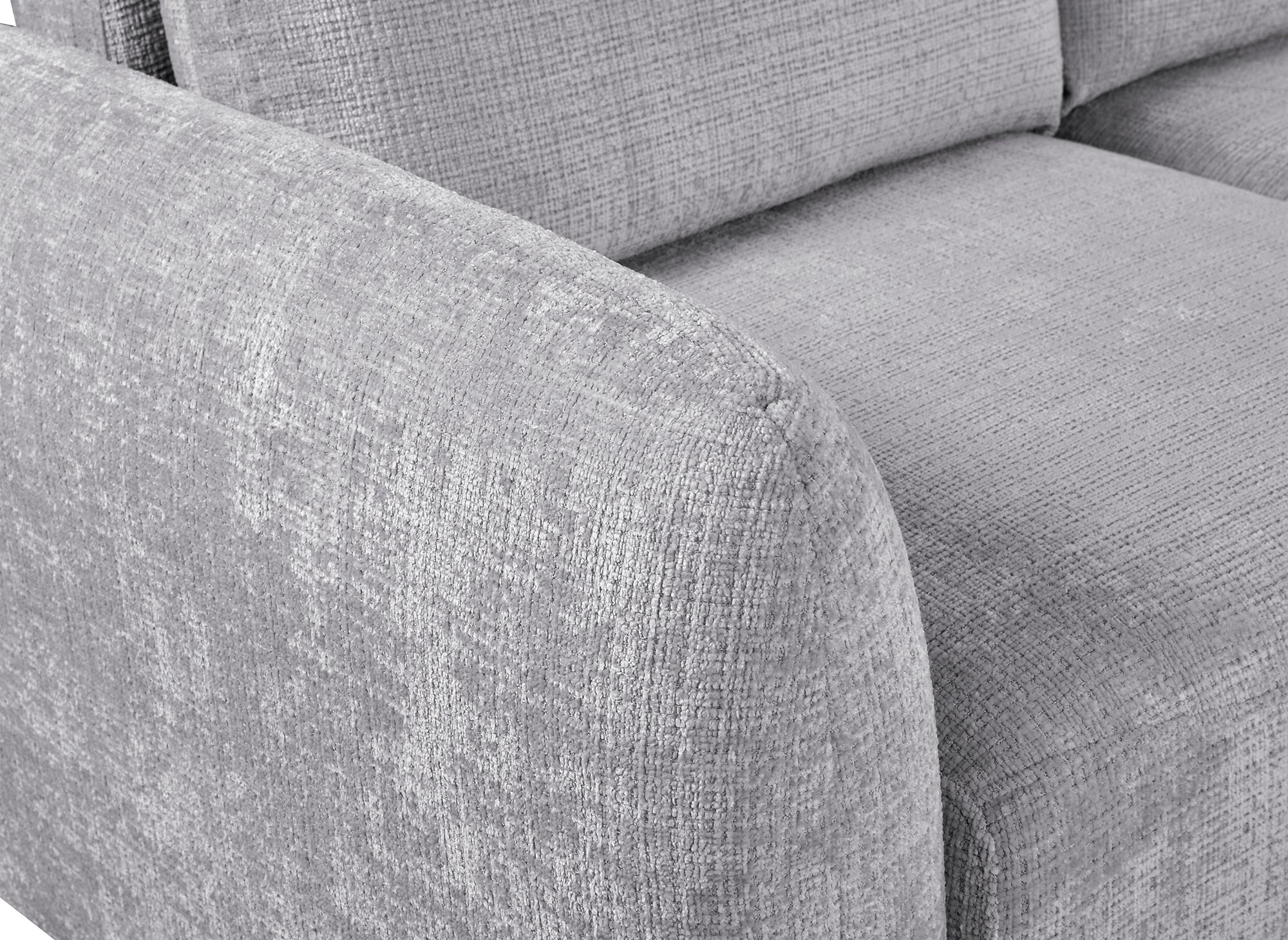 Canapé d'angle convertible avec coffre en velours chiné gris MARLA - Angle droit