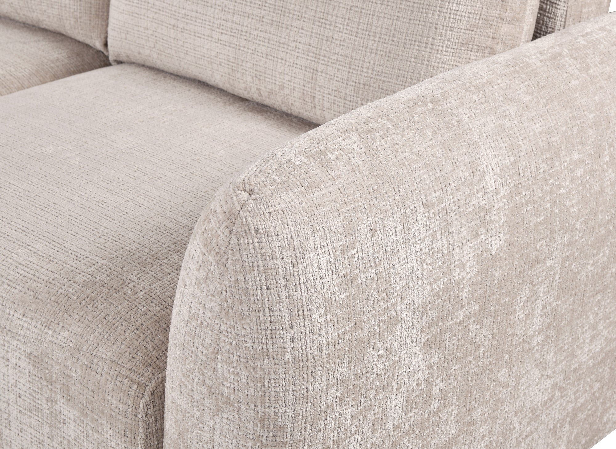 Canapé d'angle convertible avec coffre en velours chiné beige MARLA - Angle gauche