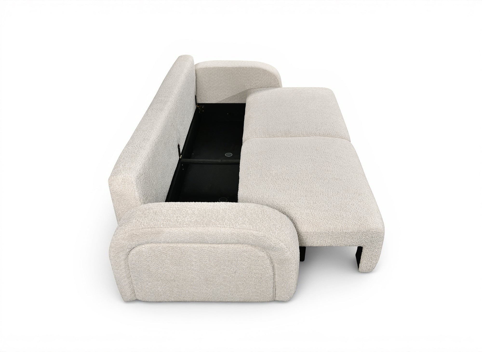 Canapé convertible 3 places en tissu bouclette écru MAYORA