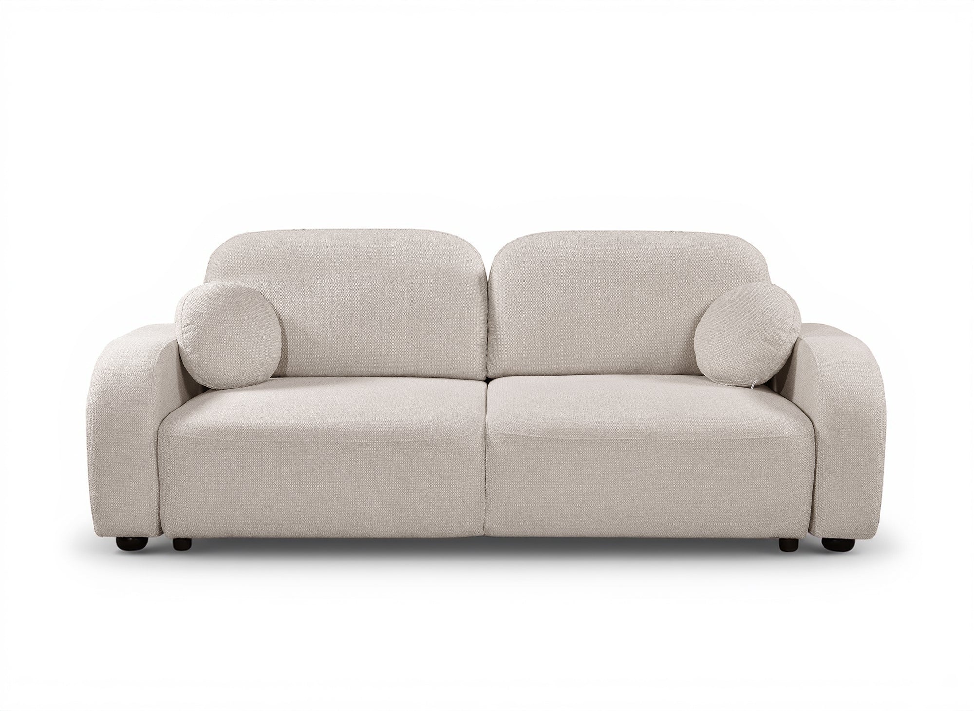 Canapé convertible 3 places en tissu bouclette beige MAYORA