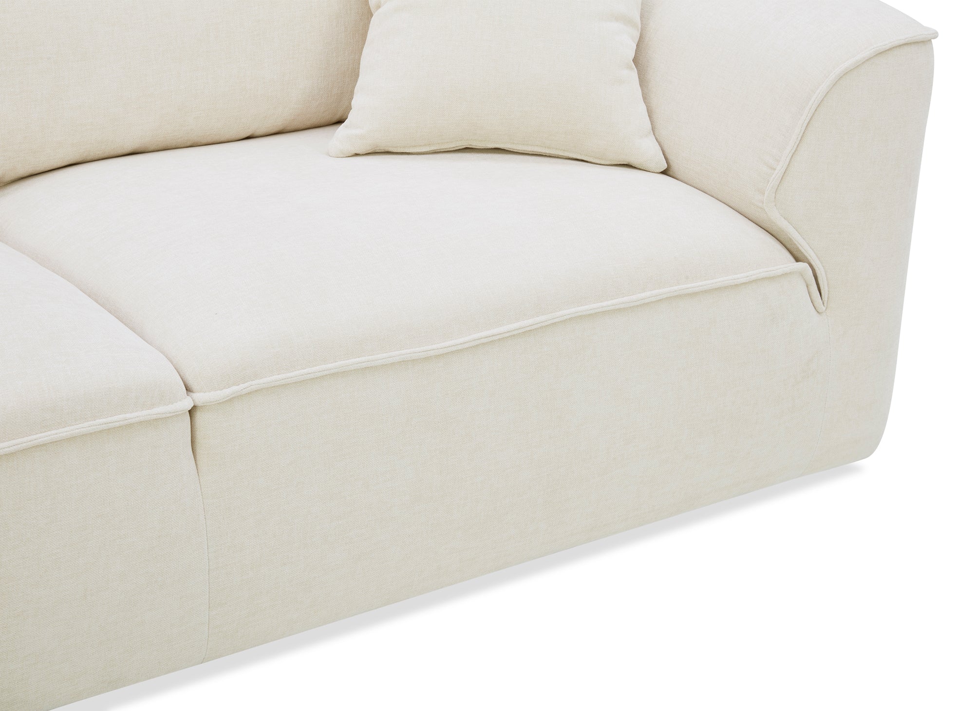 Canapé droit 3 places en velours chiné beige ABELIA