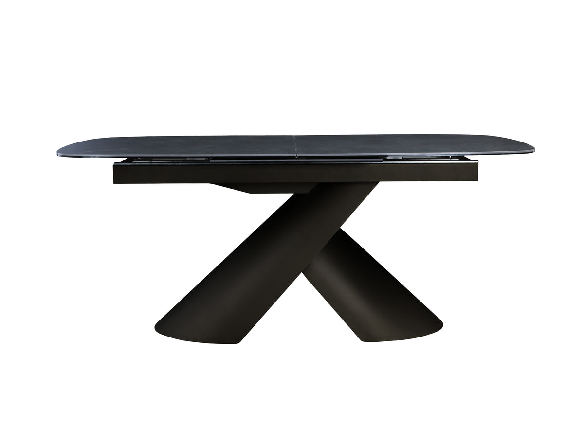 Table à manger extensible pieds métal marron plateau céramique 180-240 cm MILANO