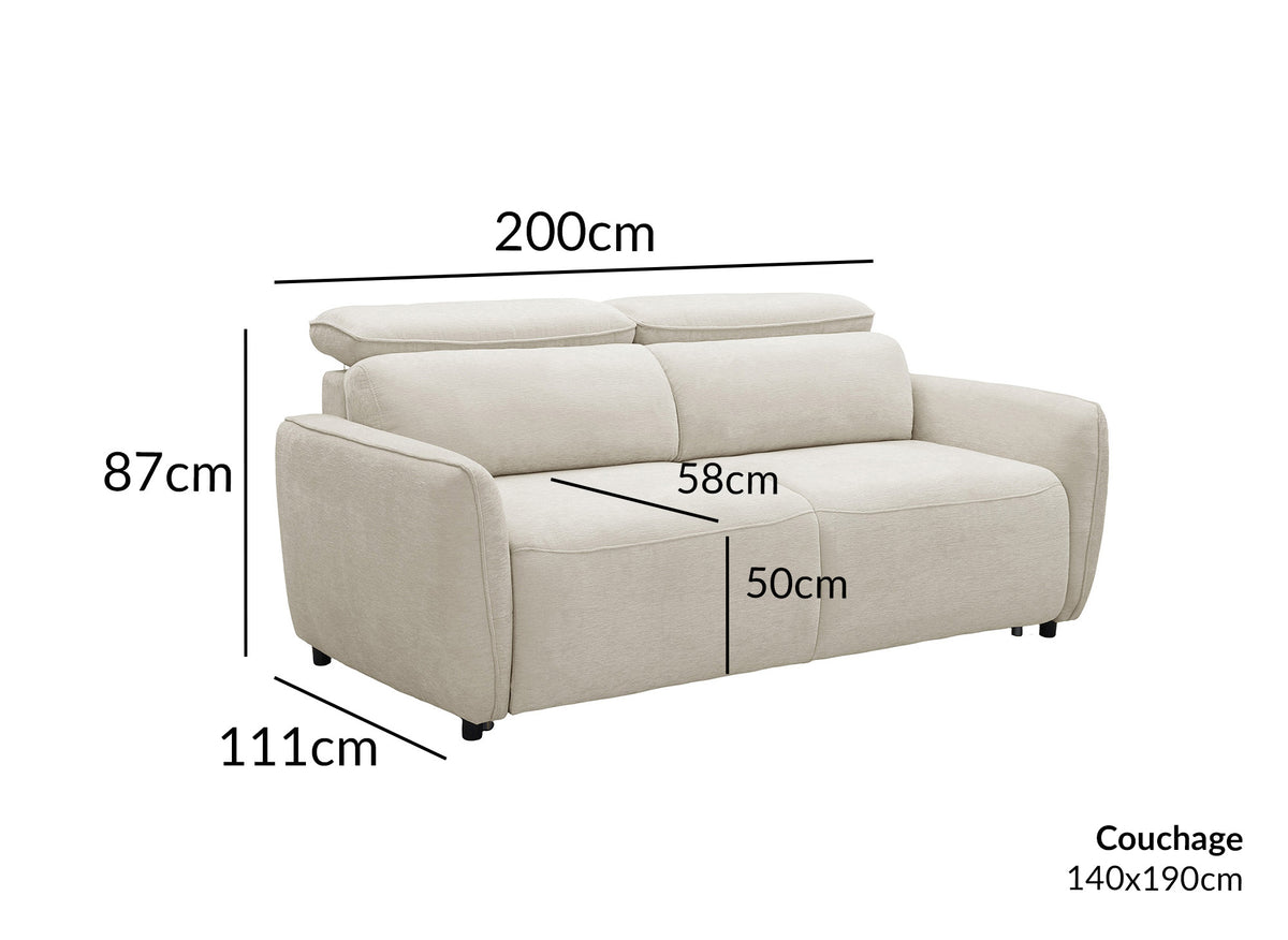 Canapé convertible express 3 places en tissu texturé beige - matelas 17 cm - JACINTHE