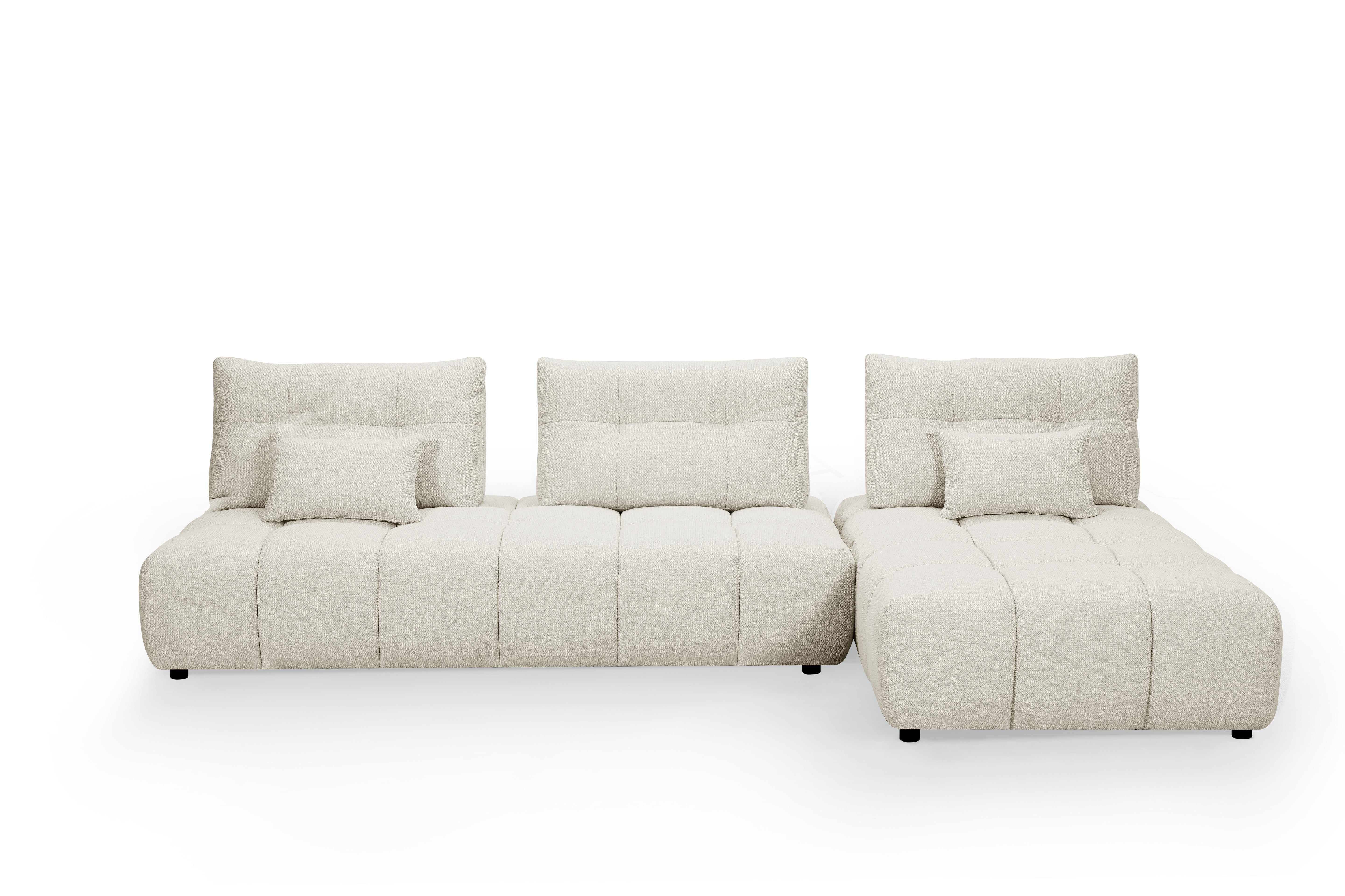 Canapé d'angle réversible en velours chiné beige ALANA